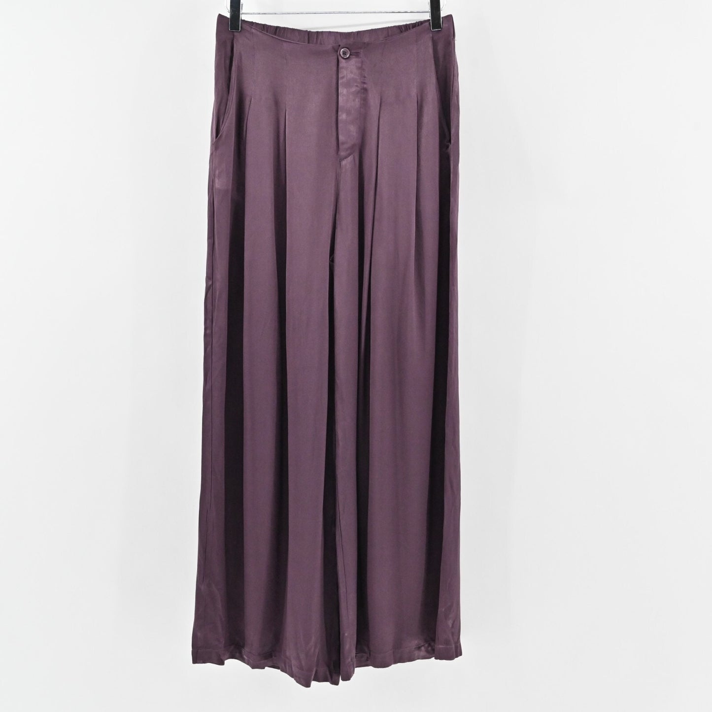 YOUNG FABULOUS BROKE Womens Wide Leg Pants Size S Plum Pleated Flowy High Rise