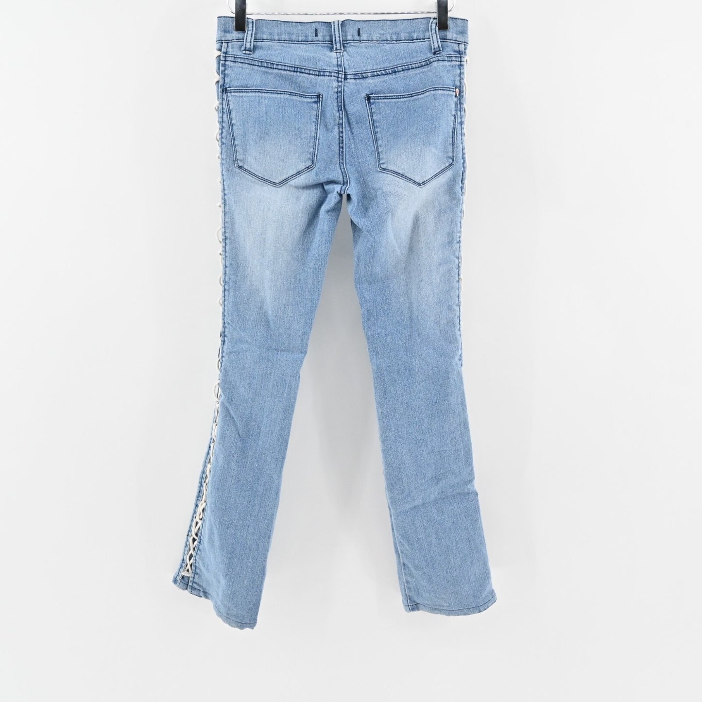 ANDREW CHARLES Jeans Sz 26 Corset Light Wash Lace Up Low Rise Flare Leg Retro