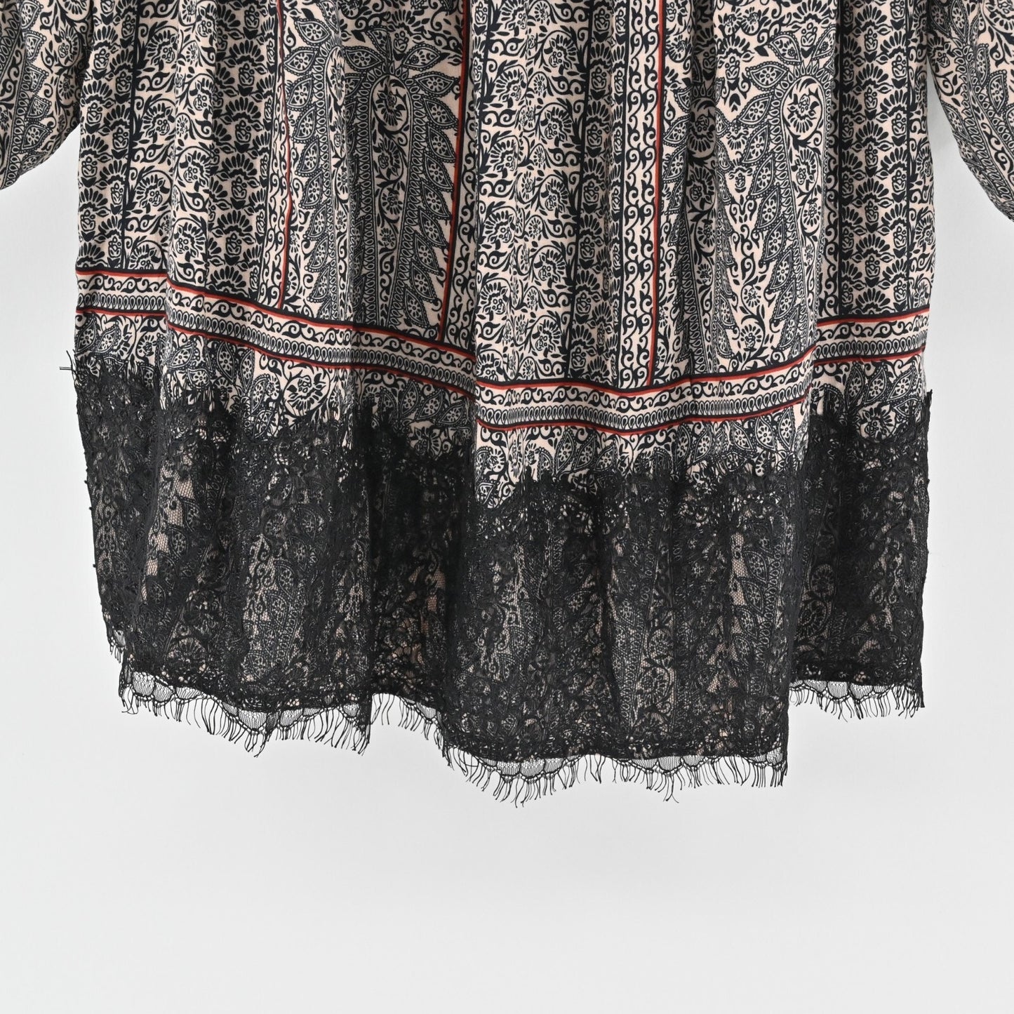 ANTHROPOLOGIE Top Womens Size L Virginia Augusta Boho Off Shoulder Lace Trim