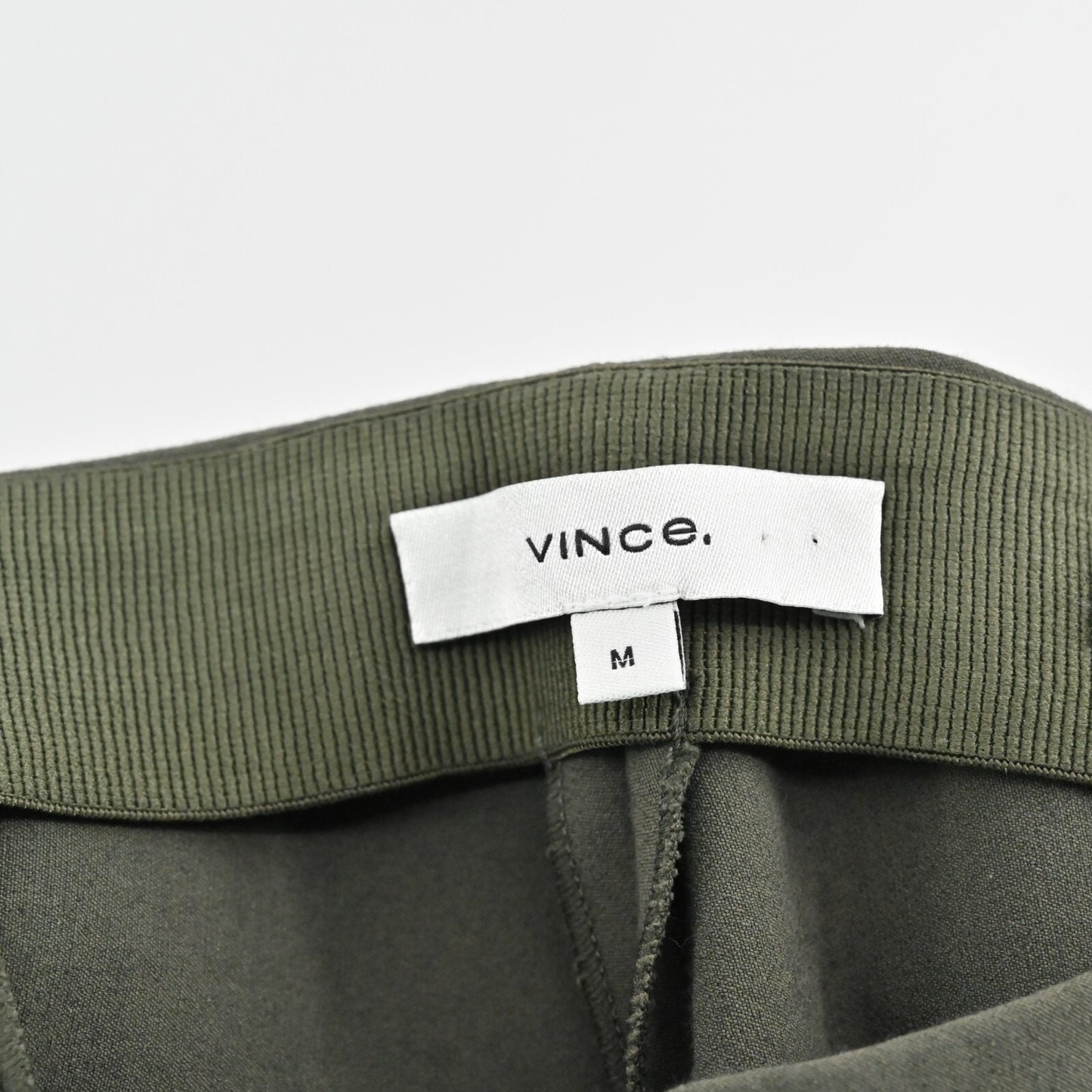 VINCE Pants Womens Size M Olive Green Skinny Stretch Back Slit Ankle Minimalist