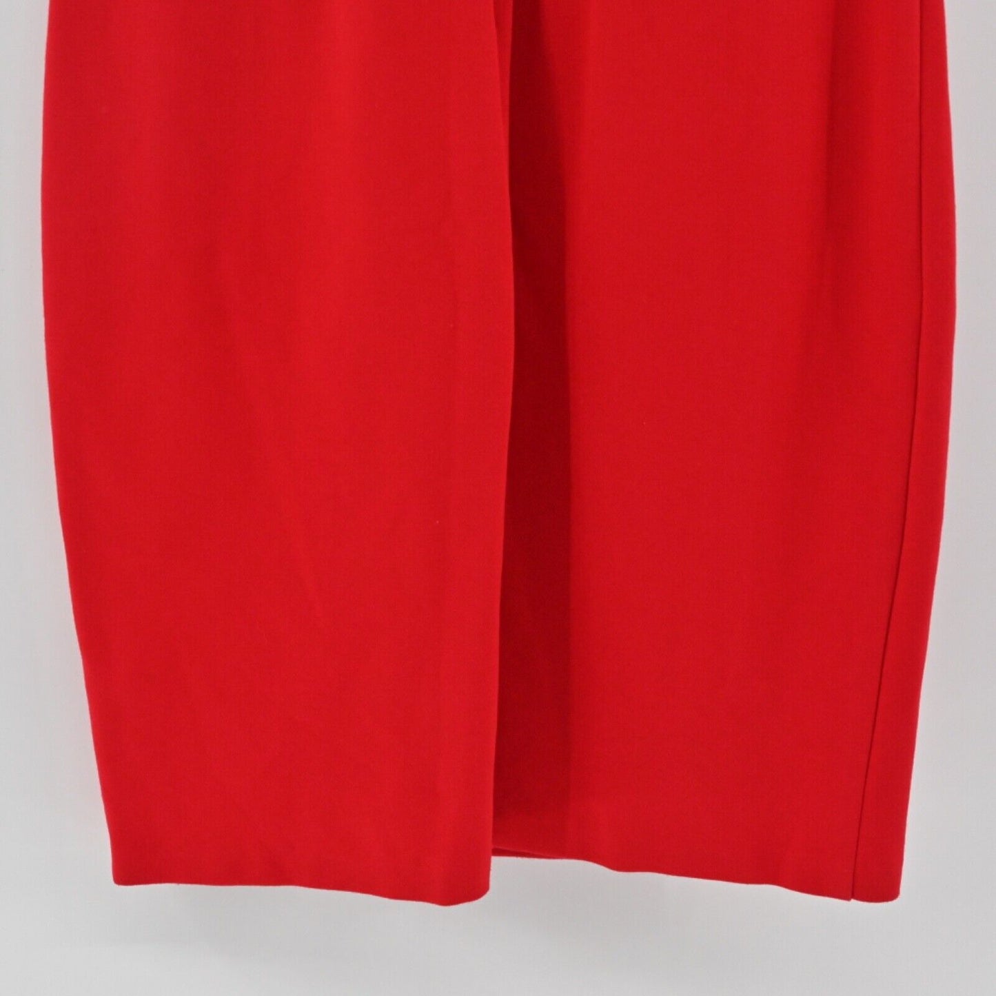 Vtg CACHE Dress Womens Sz 10 Sheath Red Asymmetric Neckline Ruched Office Career