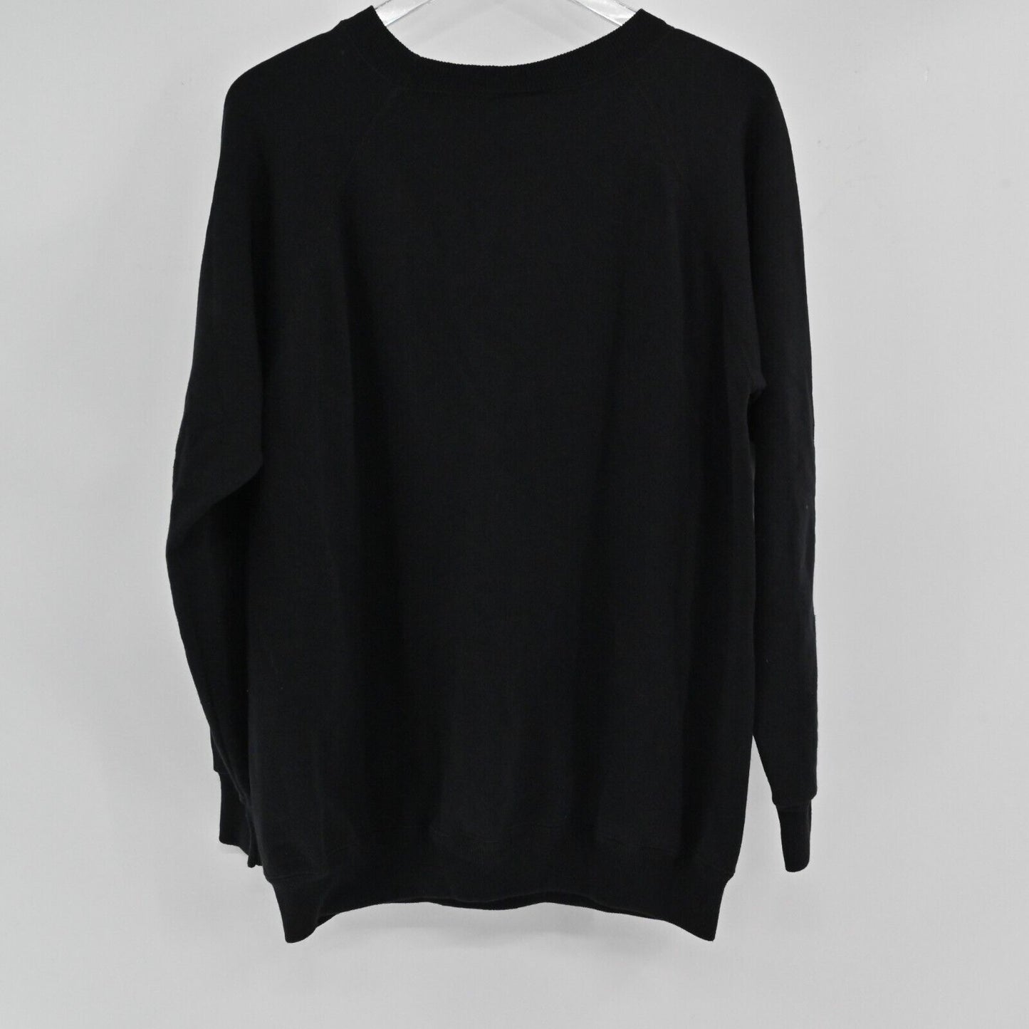 Vtg HANES Sweatshirt Womens Size L Black Glitter Puff Paint Autumn Birds USA 90s