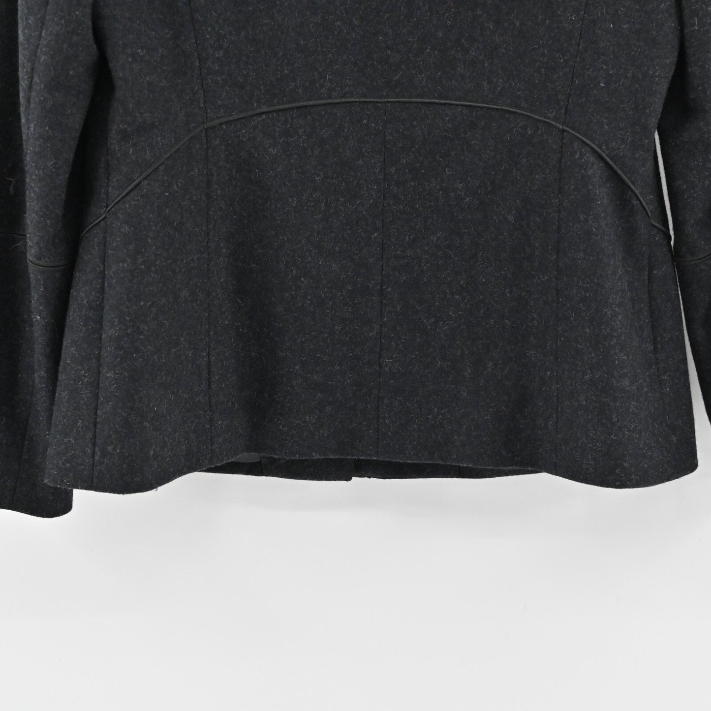 Wool Jacket Womens Size L Slate Gray Mock Neck Classic Outerwear Ethical Quality