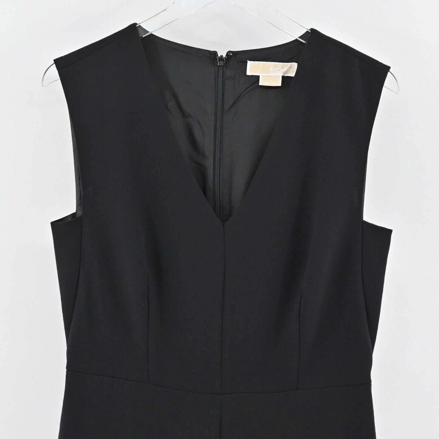 MICHAEL KORS Jumpsuit Womens Sz 8 Black Sleeveless V Neck High Waist Tapered Leg
