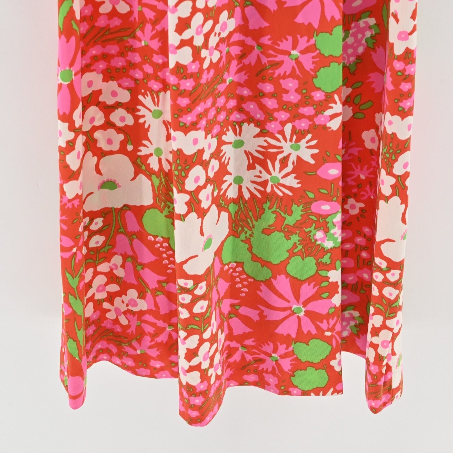 70s Maxi Dress Long Sleeve Floral Pink Green Retro THE CLIQUE Size S - Vtg 8