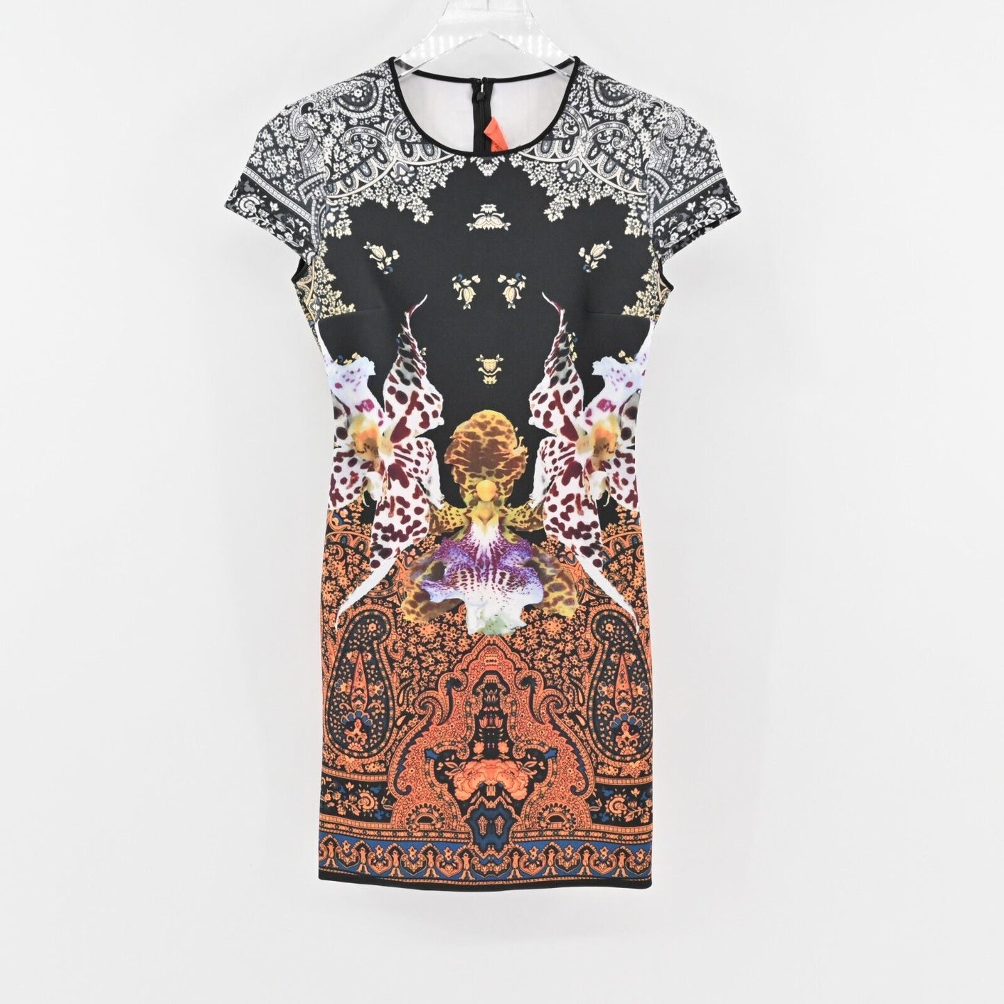 CLOVER CANYON Dress Size XS Short Sleeve Multicolor Print Bodycon Neoprene Scuba