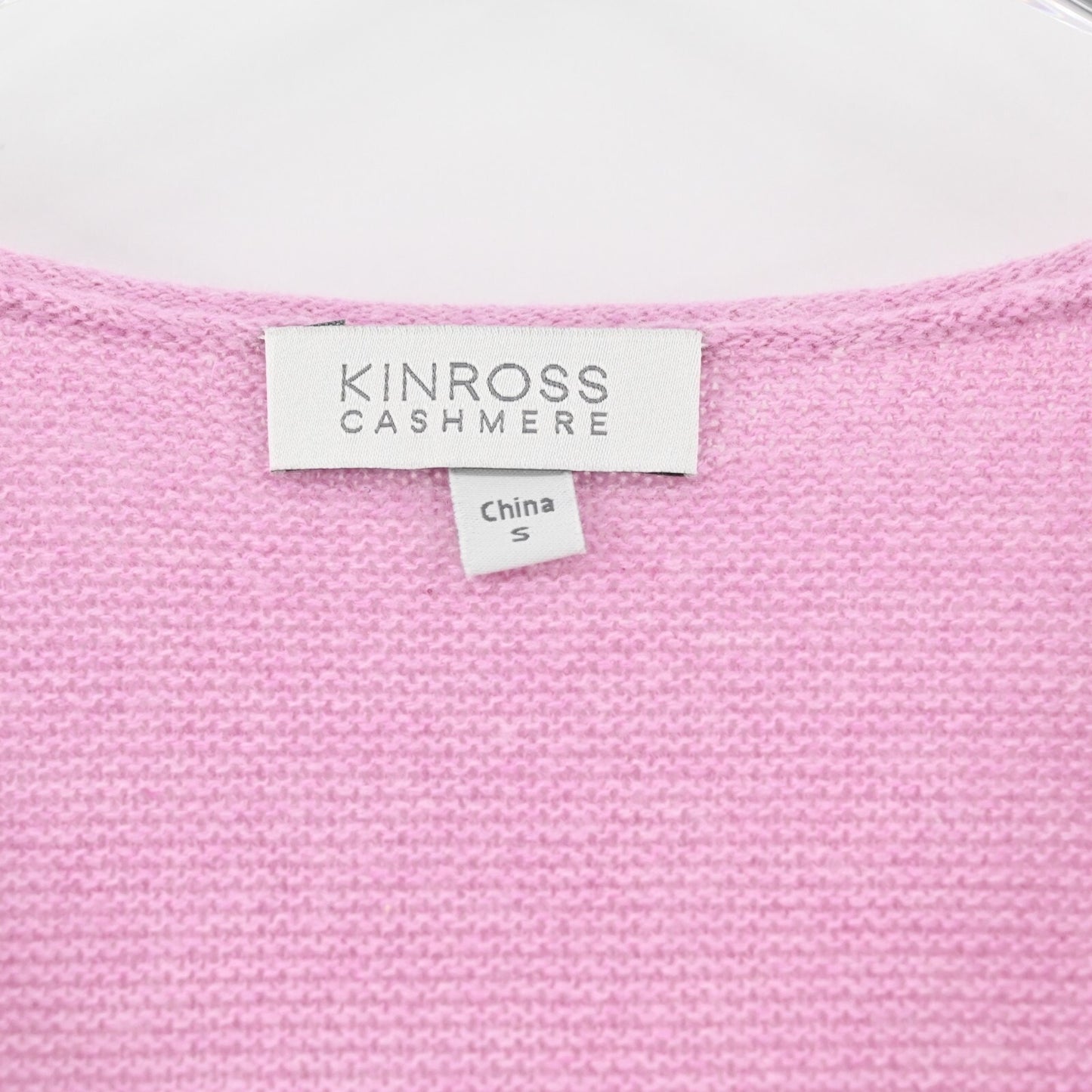 KINROSS Cashmere Sweater Womens Size S Pink VNeck Knit Top Casual Preppy Chic