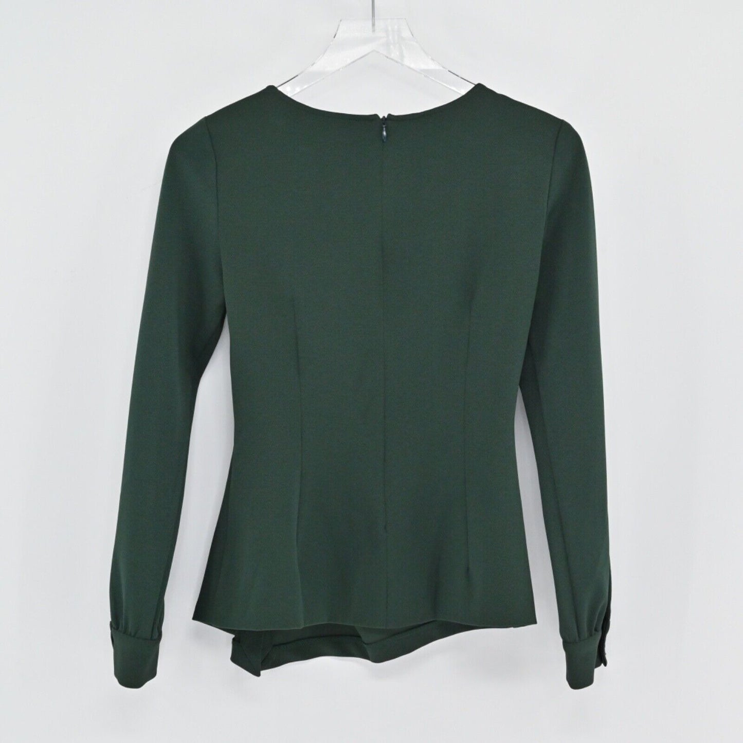 ZARA Skirt Set Womens Size XS Blouse Pleated Velour Emerald Green Retro Career