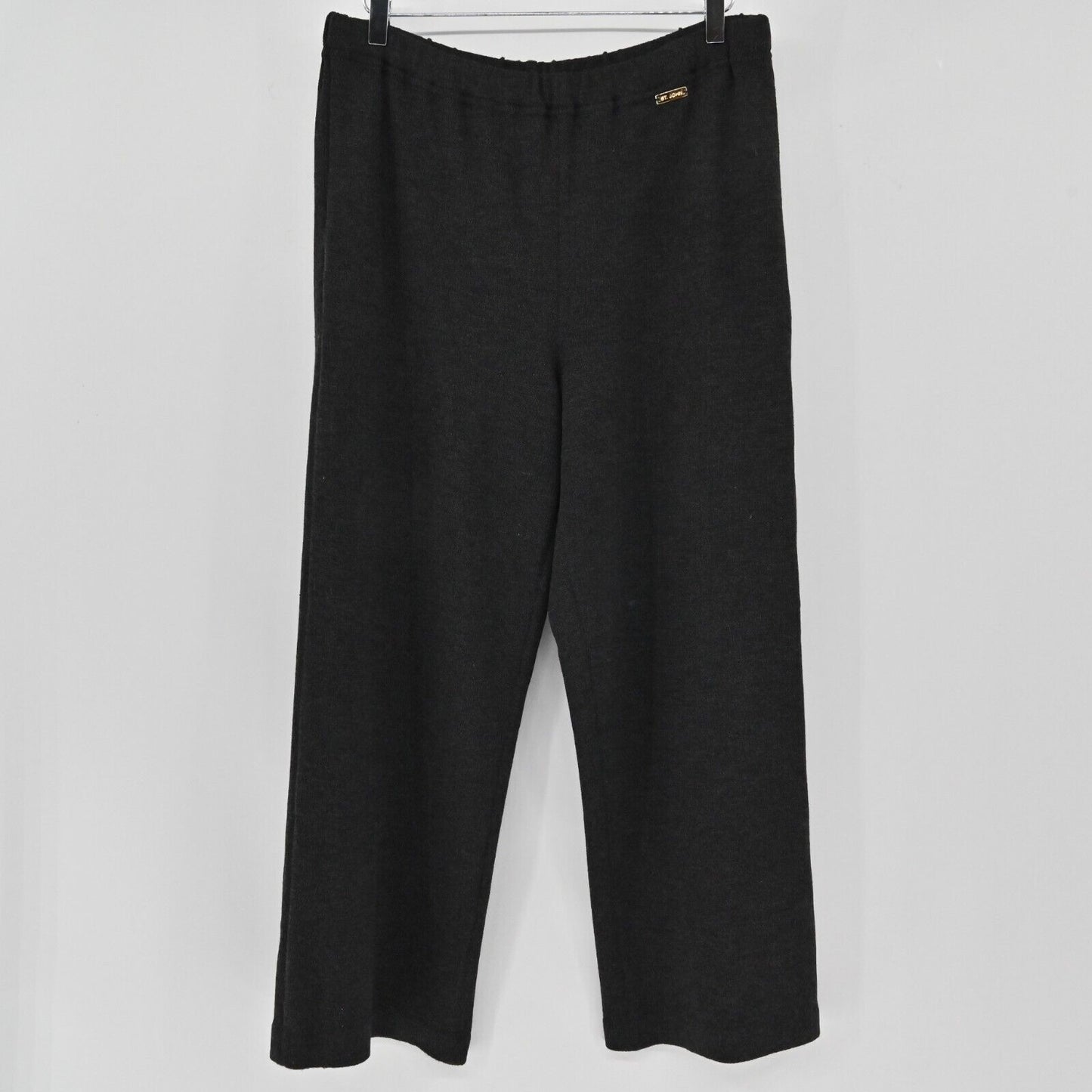 ST JOHN Pants Womens Sz M Sport Slate Grey Solid Santana Knit Pull On High Rise