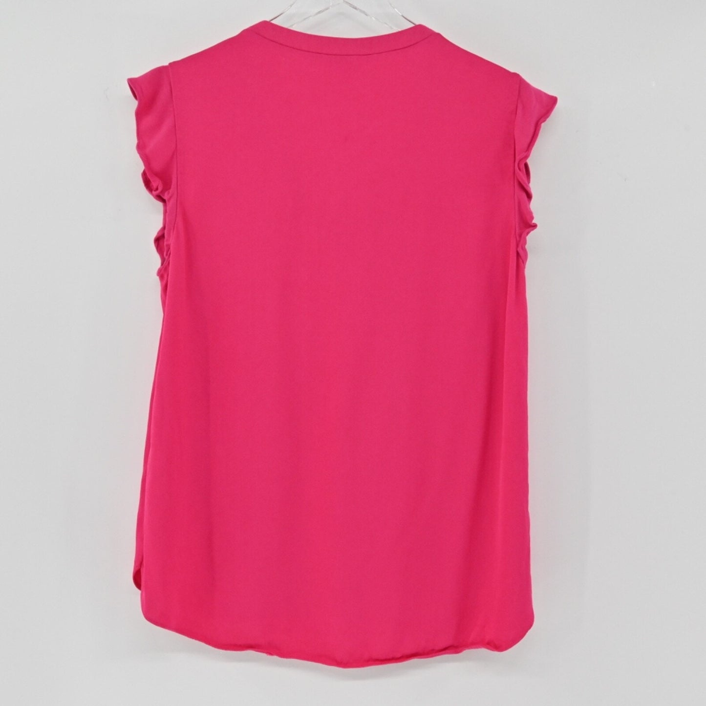 KATE SPADE Top Womens Sz L Pink V Neck Ruffle Flutter Cap Sleeve Preppy New York