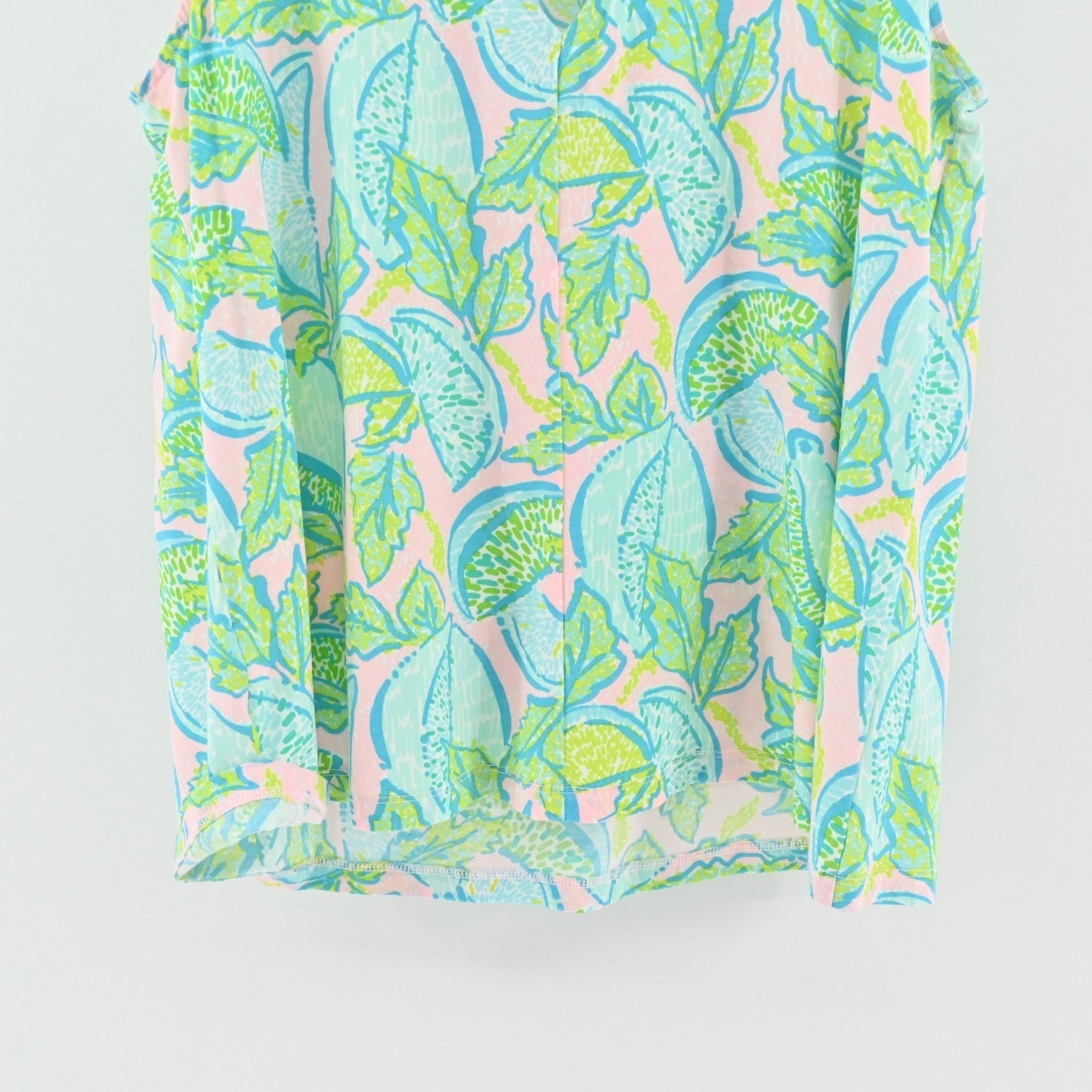 Lilly Pulitzer Kristen Top Size XL Vitamine Sea Citrus Green Blue Sleeveless