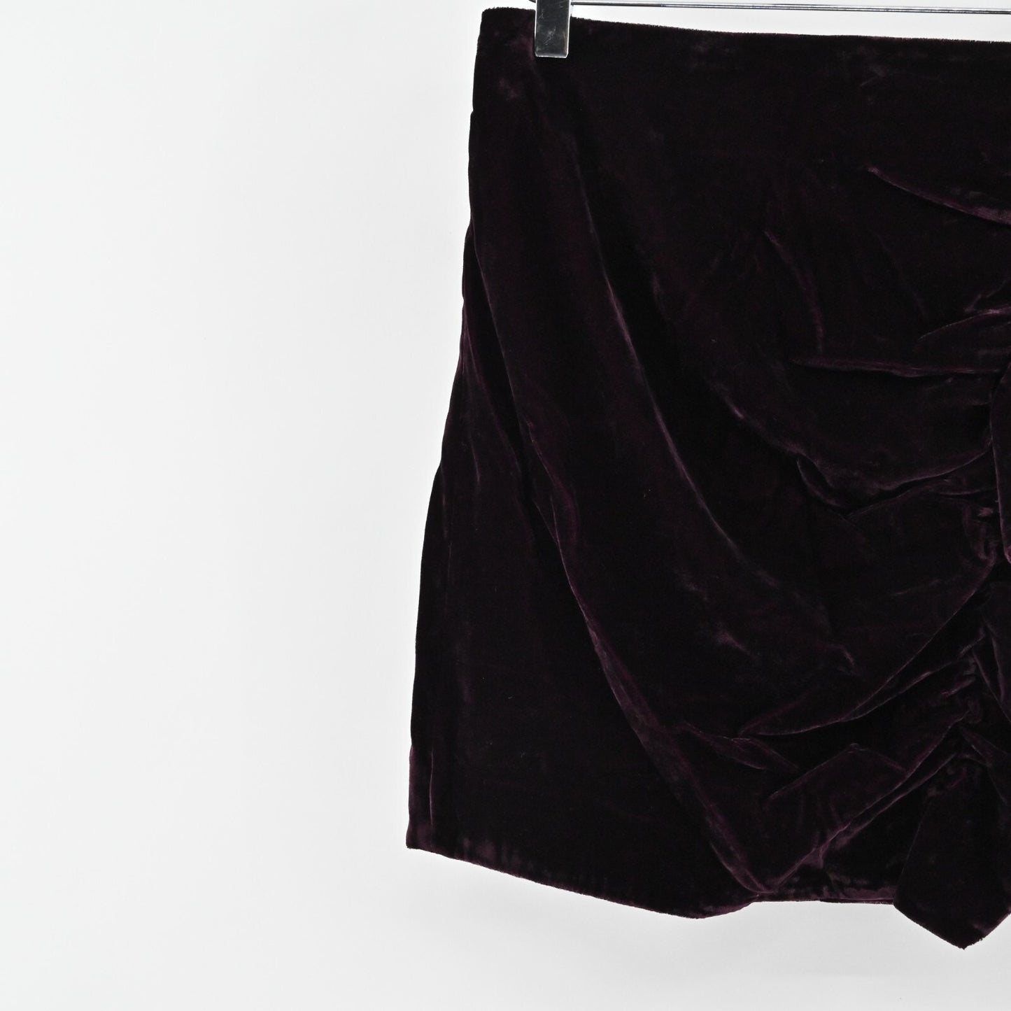 LOVERS FRIENDS Womens Lisa Velvet Skirt Size M Maroon Ruffle Holiday Party NEW