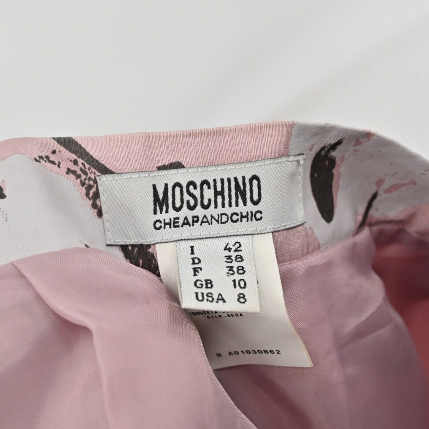MOSCHINO Skirt Womens Size 8 Pink Floral 100% Silk Pleated Flare CHEAP AND CHIC