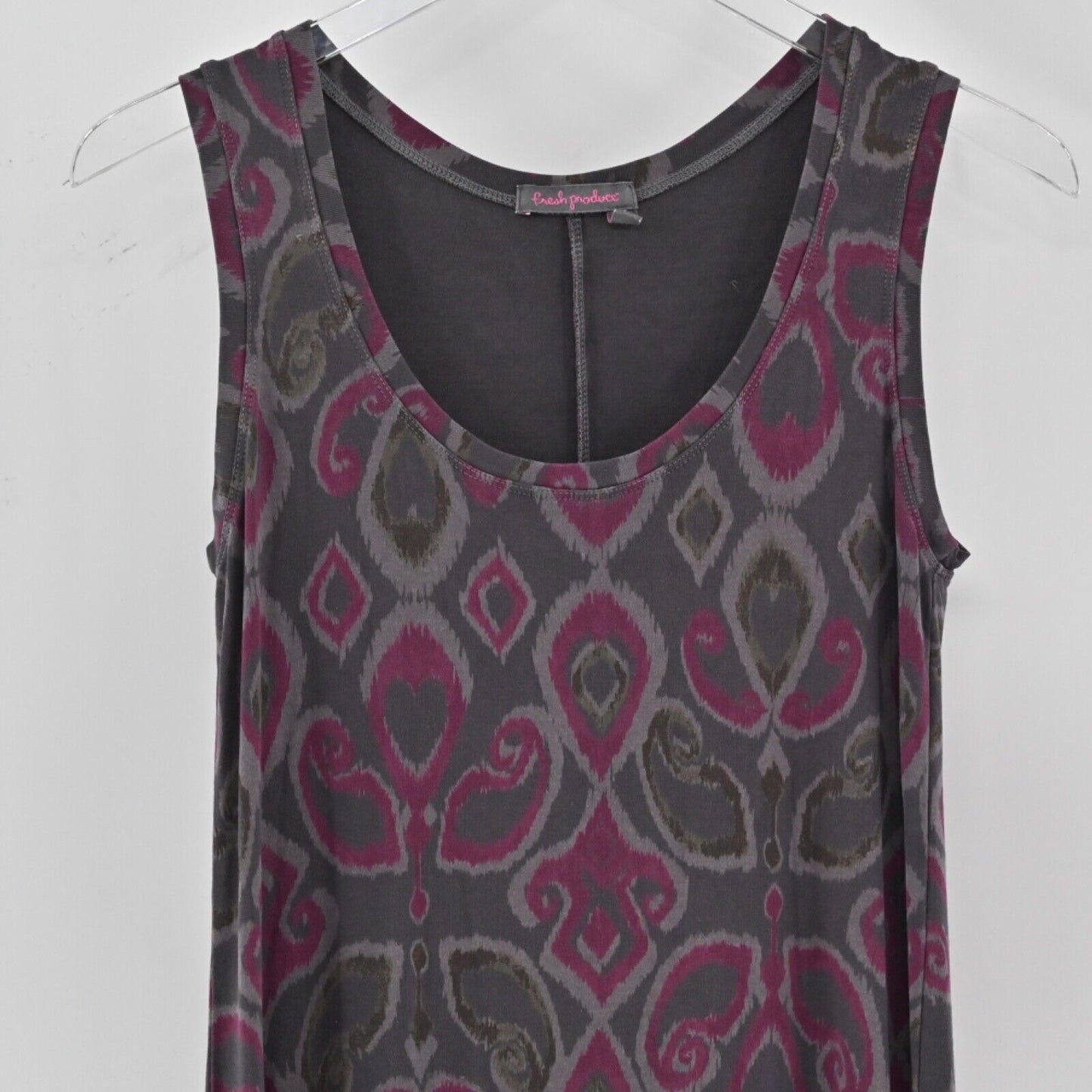 FRESH PRODUCE Dress Womens Size XS Gray Pink Maxi Tank Ikat Print Boho Beach USA