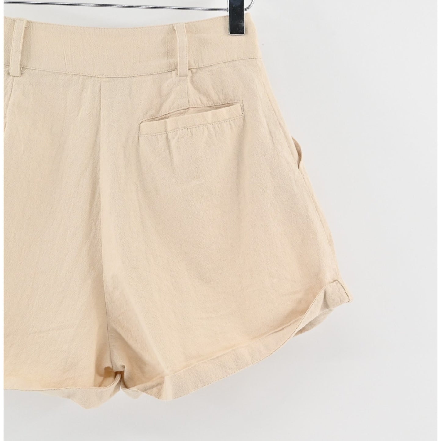 FREE PEOPLE Womens Khaki Shorts Size XS Preppy Cuffed Pleated High Rise Cotton