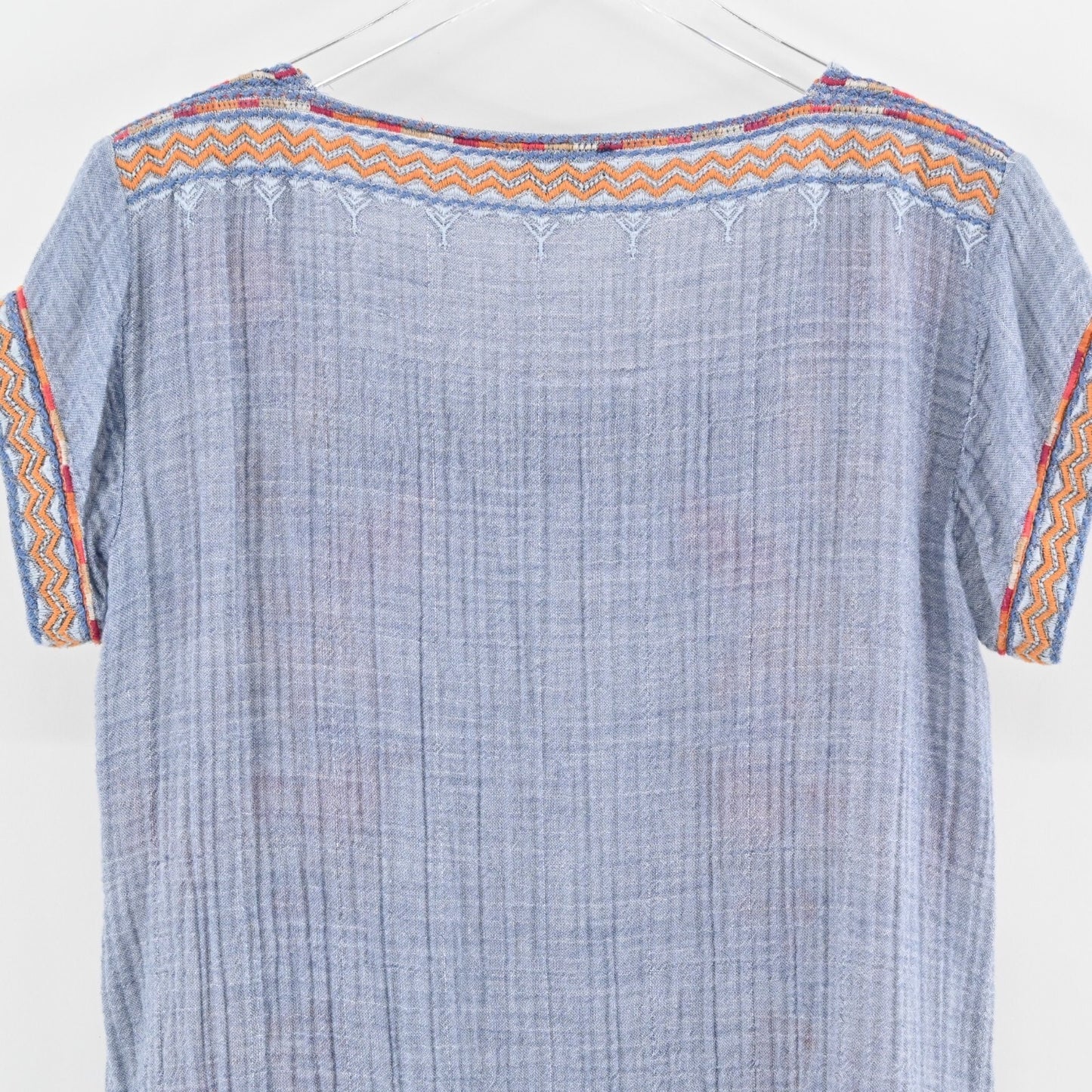 JOHNNY WAS Tikal Dress Sz S Poncho Workshop Floral Embroidered Gauze Square Neck