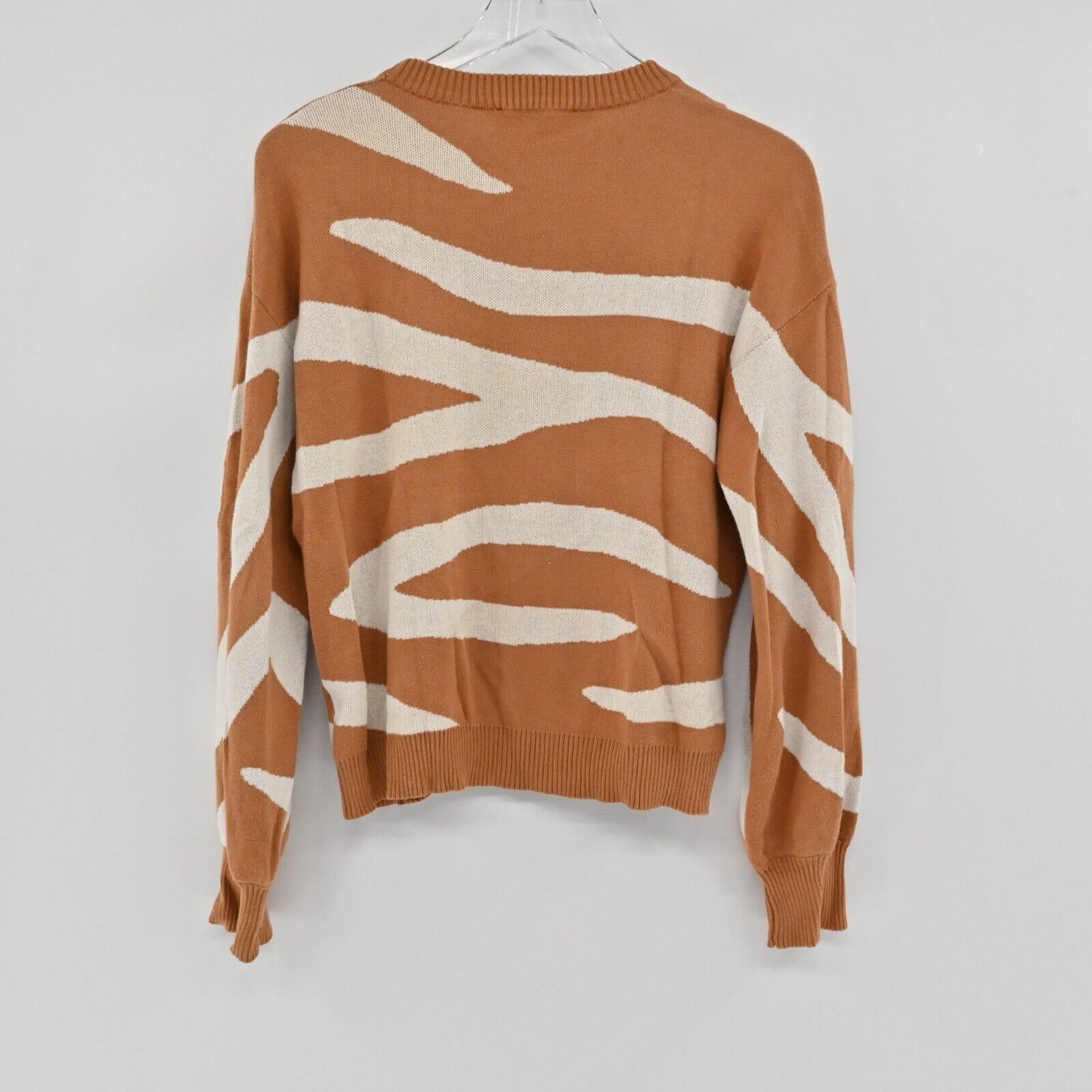 AMOUR VERT Sweater Womens Size S Zebra Print Adelola Crewneck Long Sleeve Knit