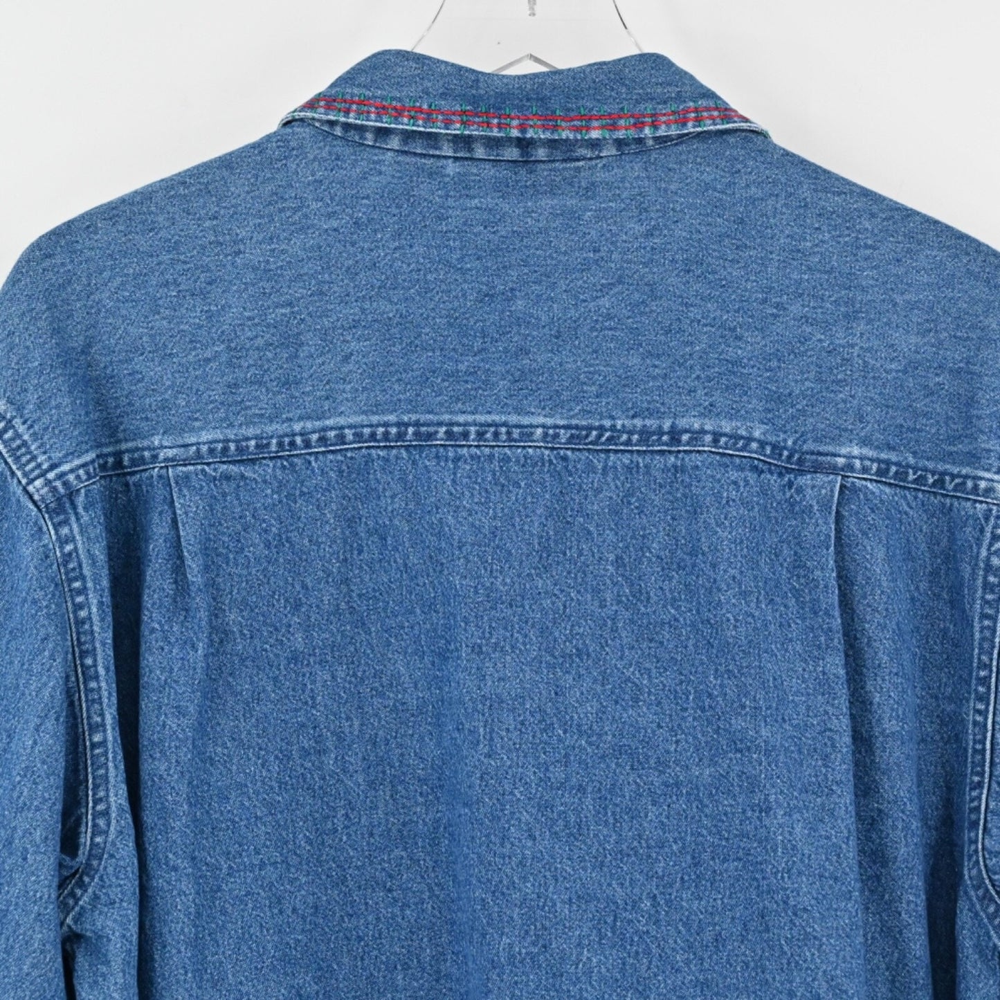 Vtg Christmas Denim Top Womens Size 1X Rudolph Holiday Chambray 90s Dress Barn