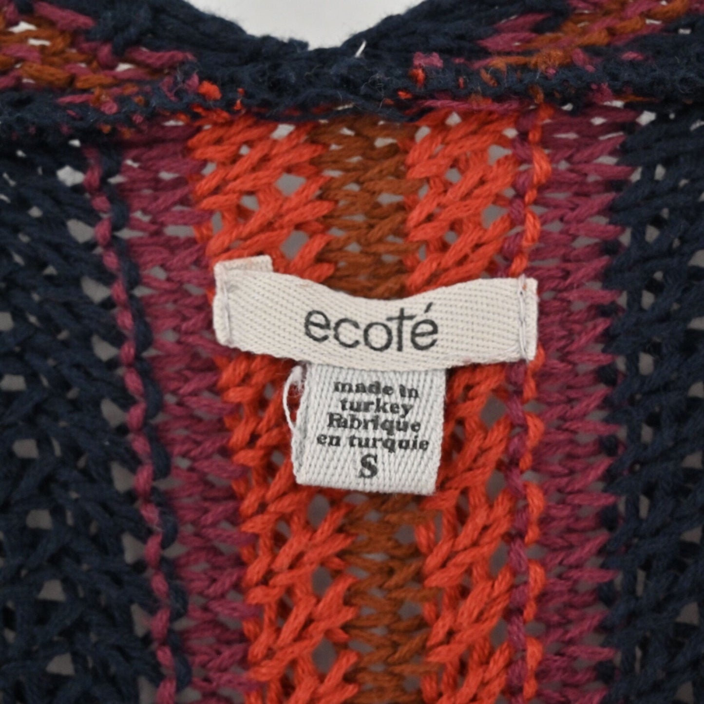Urban Outfitters Womens Riley Cardigan Size S Orange Navy Striped ECOTE Sweater