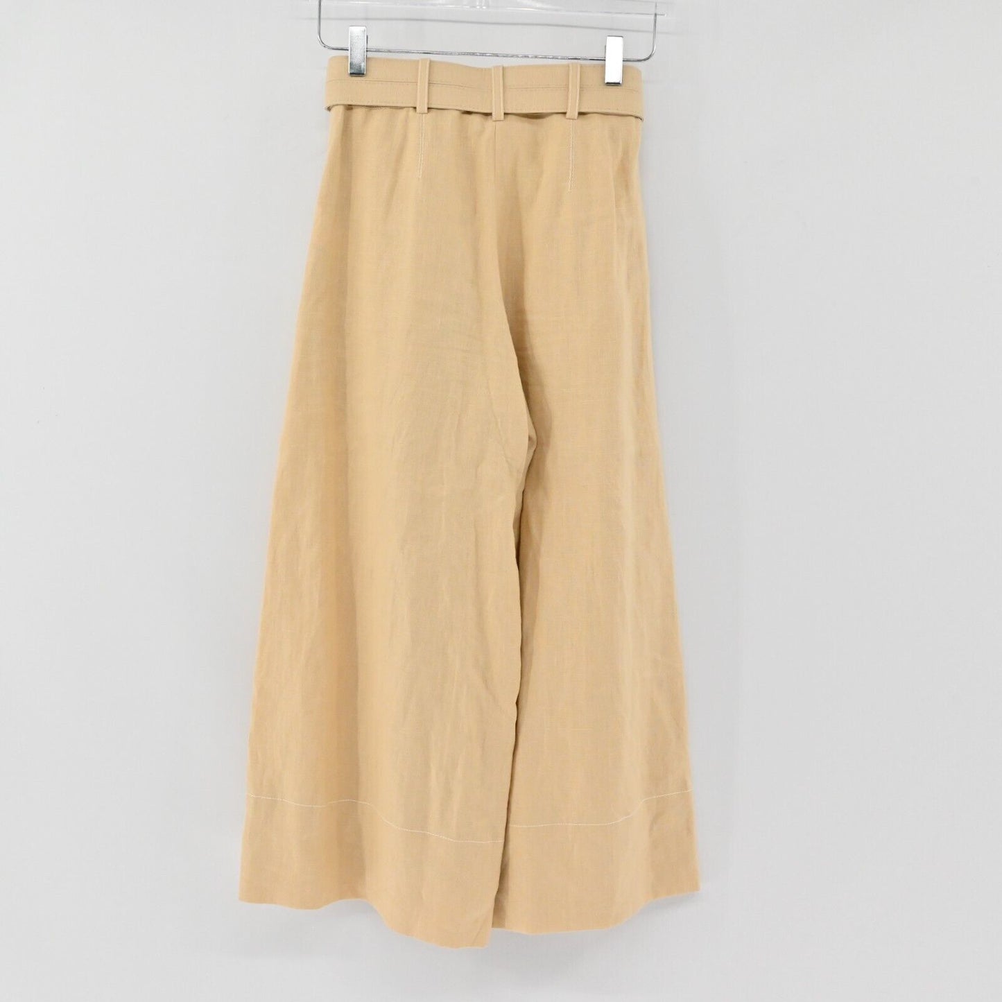 NICHOLAS Pants Womens Size 2 Natural Linen High Rise Wide Leg Pleated Cropped