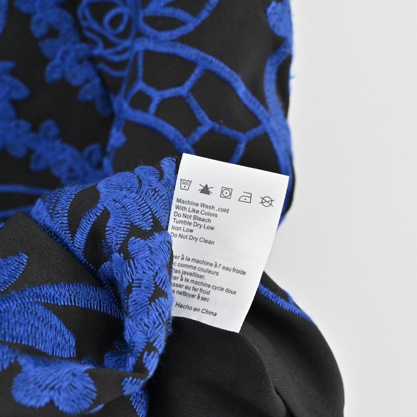 Anthropologie Dress Size 10 Betina Embroidered Black Cobalt Blue Mini Foxiedox