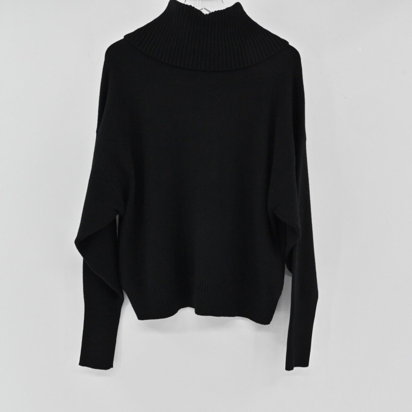 ZARA Cardigan Womens Sz M Black Exaggerated Collar Button Minimalist Retro Chic