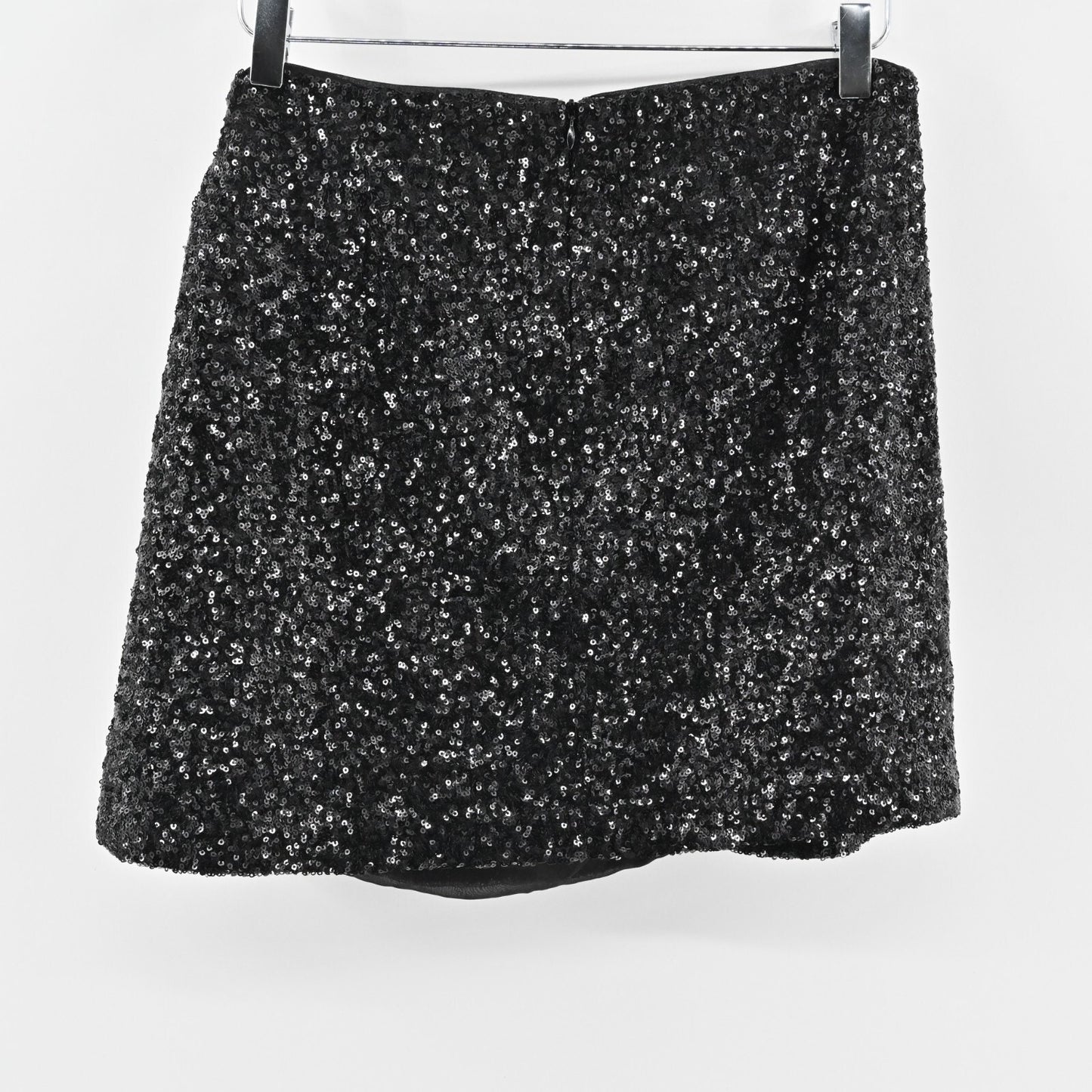 House of Harlow Skirt Size M/L Black Sequin Faux Wrap Side Tie Mini Glam Lined
