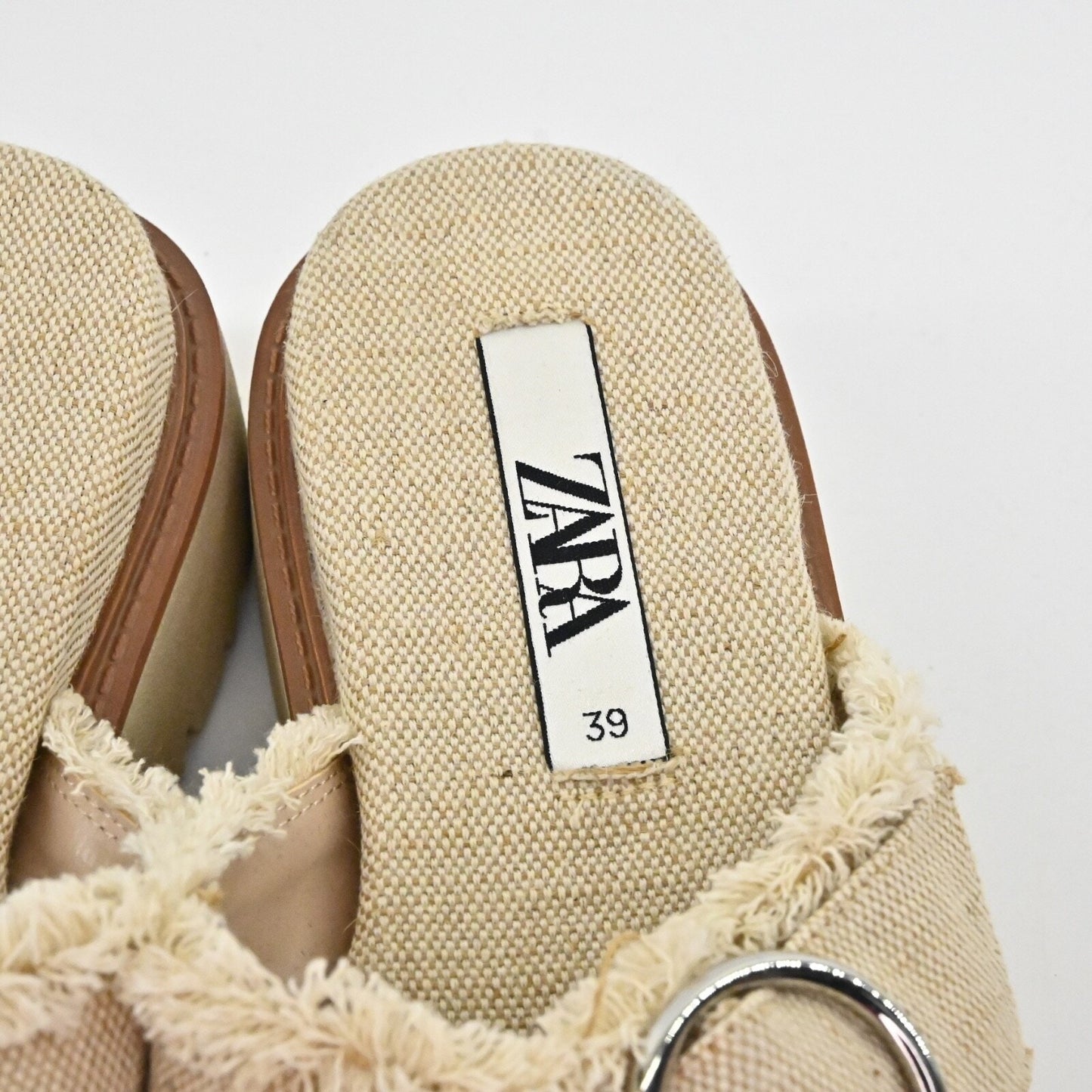 ZARA Womens Platform Sandals Size 39 Beige Woven Fringe Criss Cross Coconut Girl