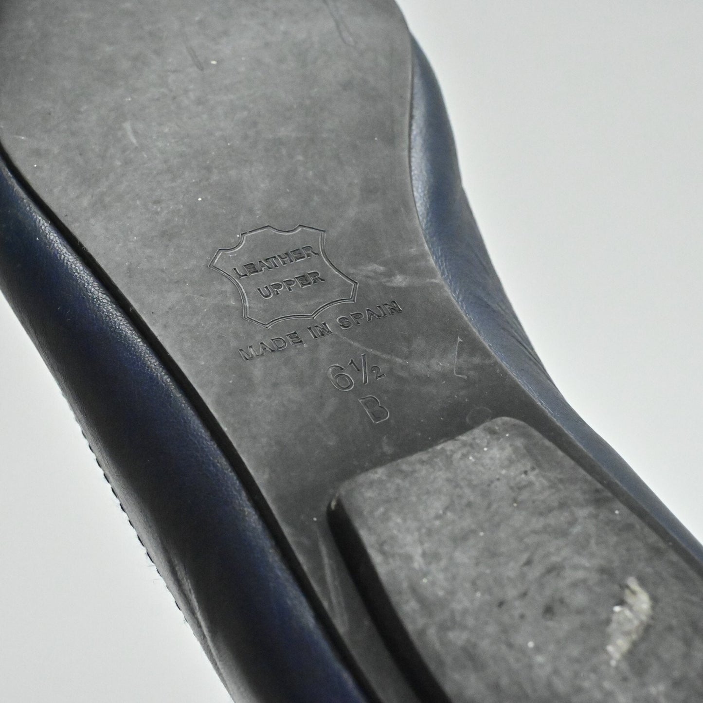 FRENCH SOLE Flats Womens Sz 6.5 B Navy Leather Gold Zip Slip On Ballet Shoe FSNY