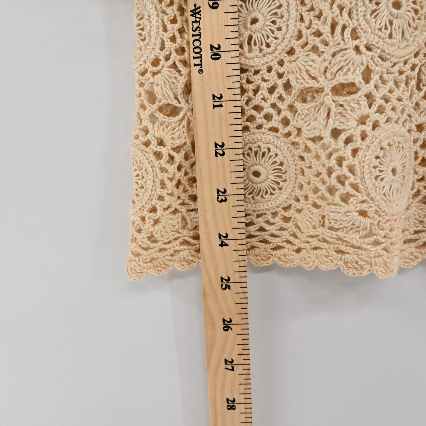 Vtg SK IMPORTS Crochet Top Womens Sz S Handmade Knit Boho Flutter Festival Fairy