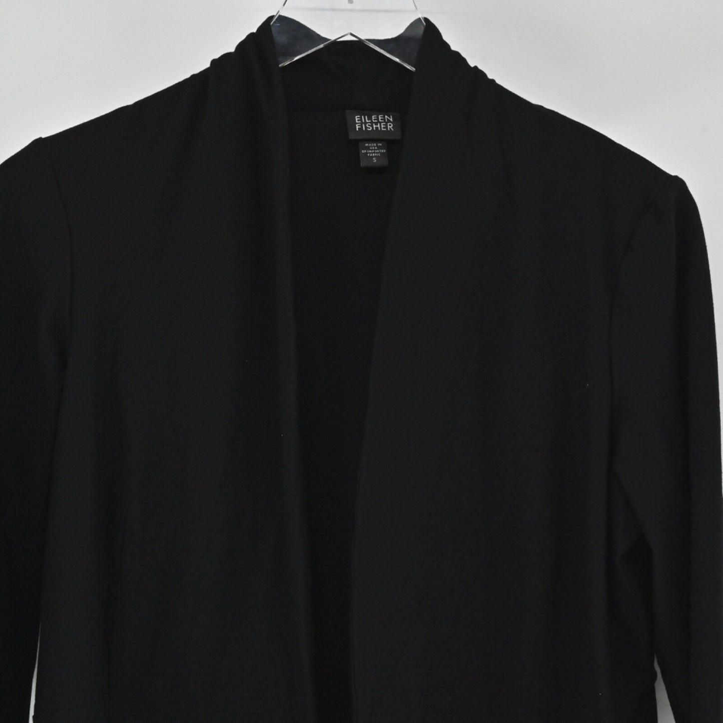 EILEEN FISHER Womens Black Cardigan Size S Open Front Jersey Knit Minimalist USA
