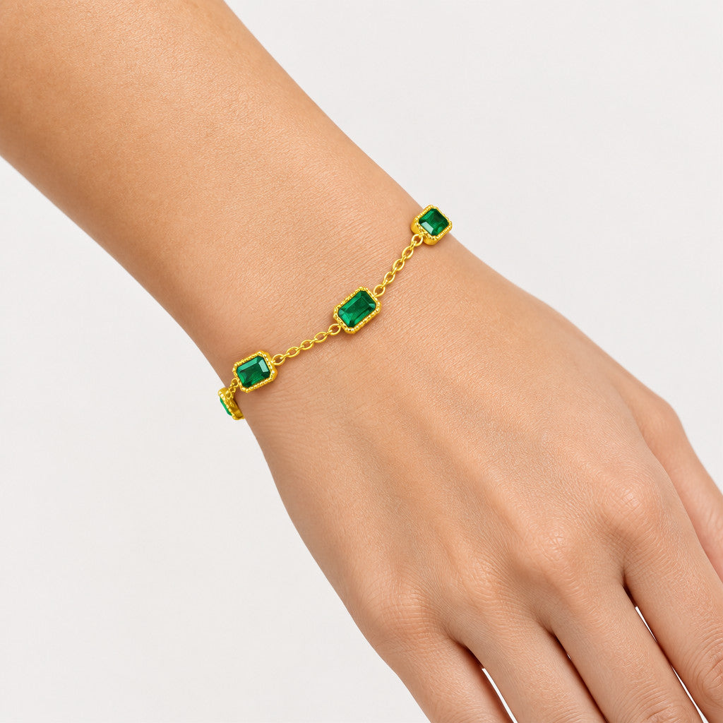 Five Green Zirconia Adjustable Bracelet