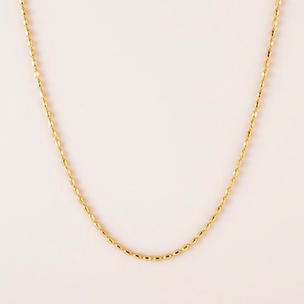 Stainless Steel Rice Bead Necklace 18K Gold Plated Minimalist Clavicle Chain