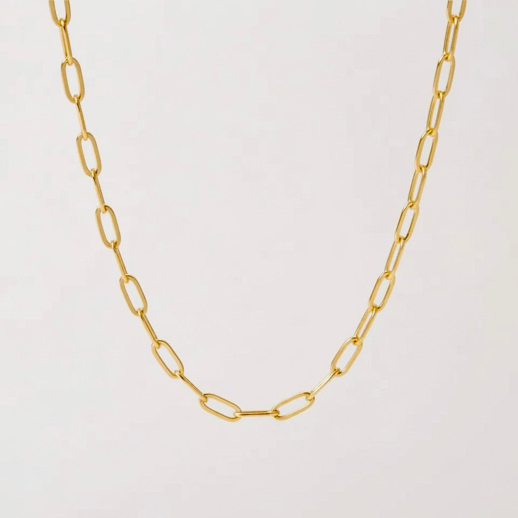 18K Gold Plated Stainless Steel Paperclip Necklace Chain