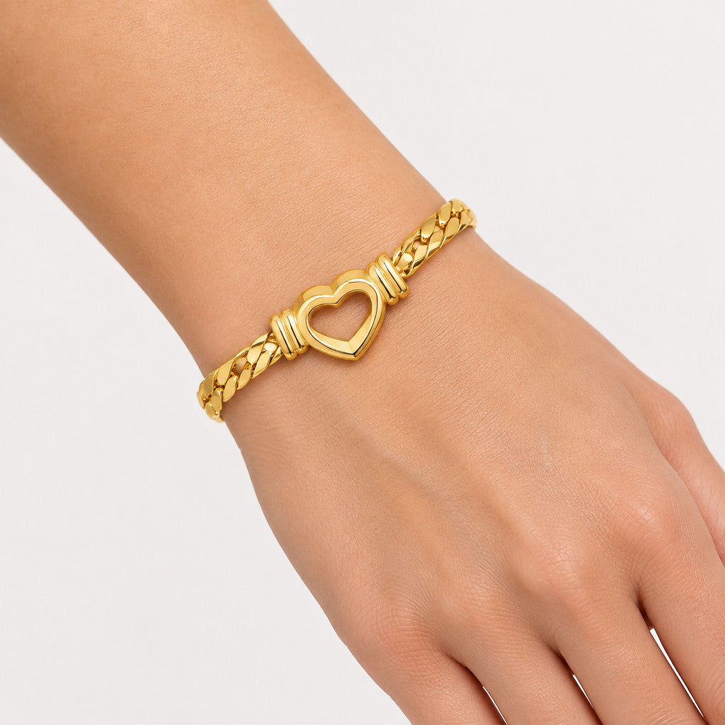 Hollow Heart Charm Adjustable Bracelet