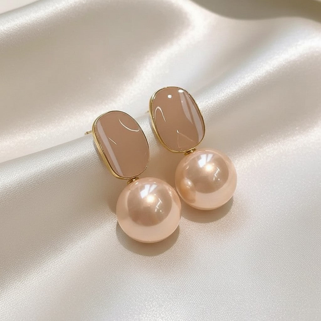 Alloy Rhinestone French Pearl Earrings