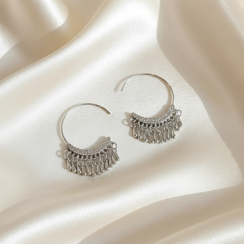 Lynn's Closet Boutique Tassel Crescent Hoop Earrings