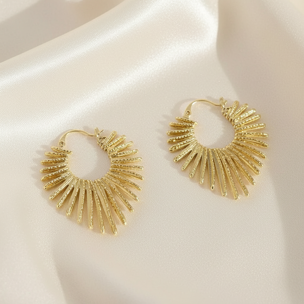 Lynn's Closet Boutique Radial Sunburst Hoop Earrings