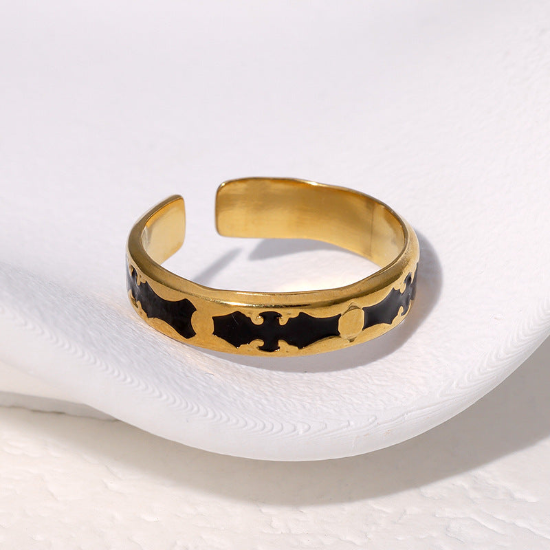 18K Gold Plated Stainless Steel Gothic Bat Adjustable Ring