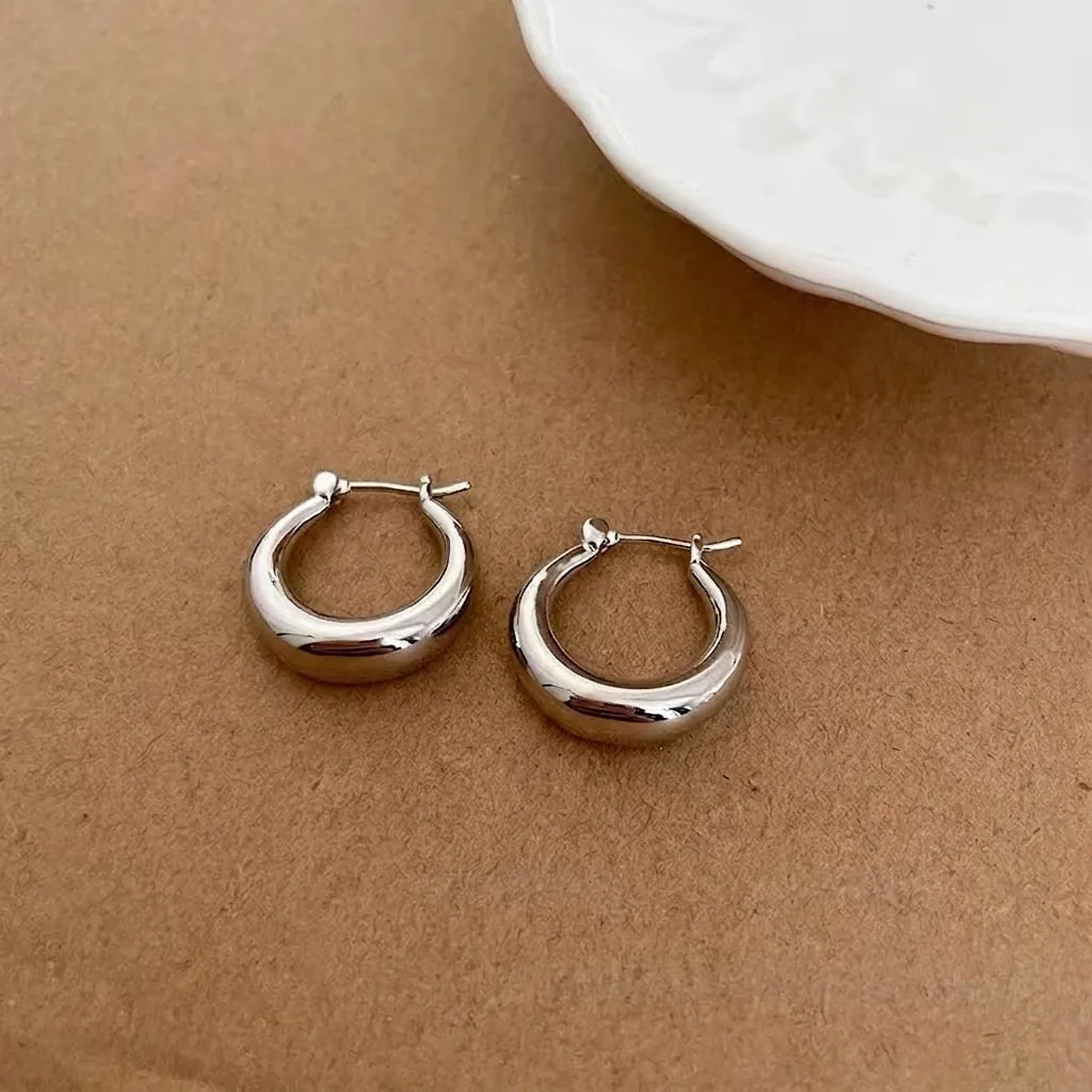 Geometric Metal Chunky U-Shape Earrings With 925 Sterling Silver Earring Post
