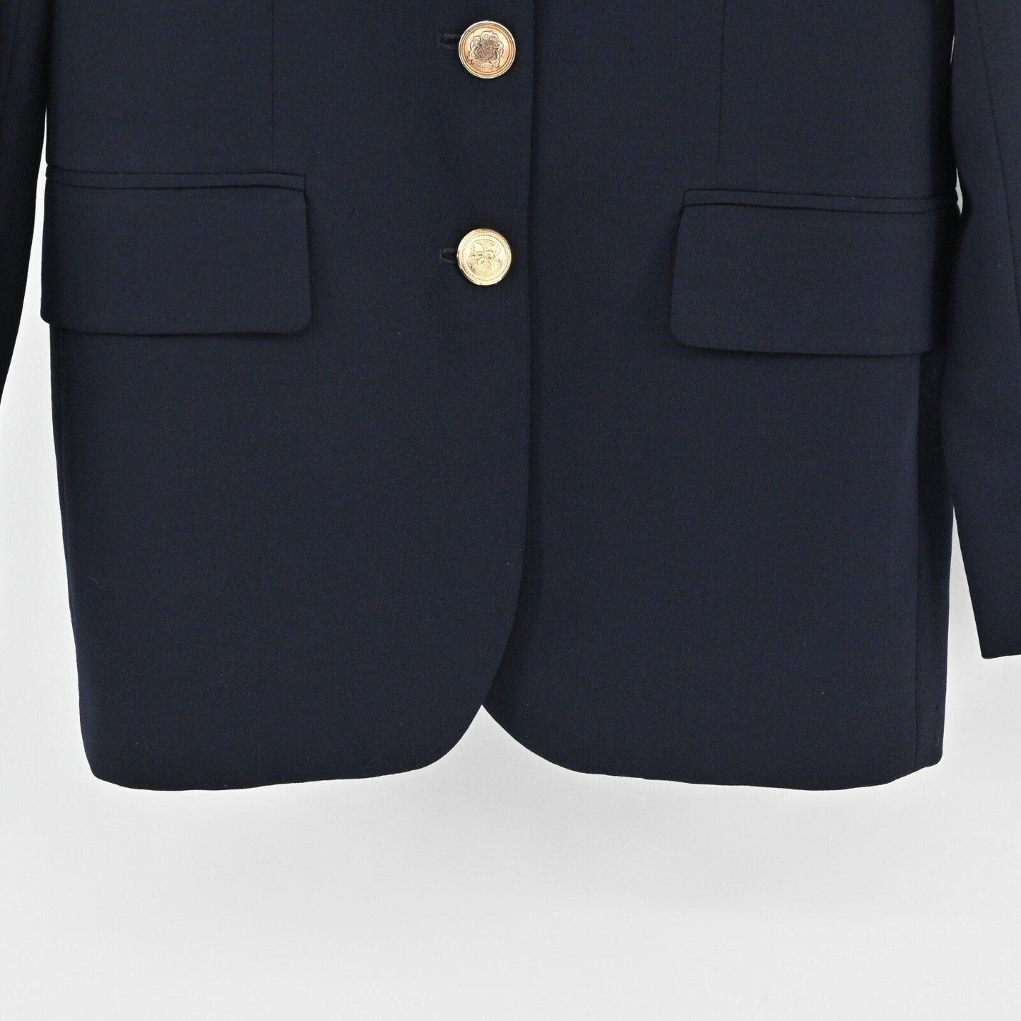 Vtg RALPH LAUREN Womens Blazer Size 2P LRL Navy Wool Academia Crest USA Y2K