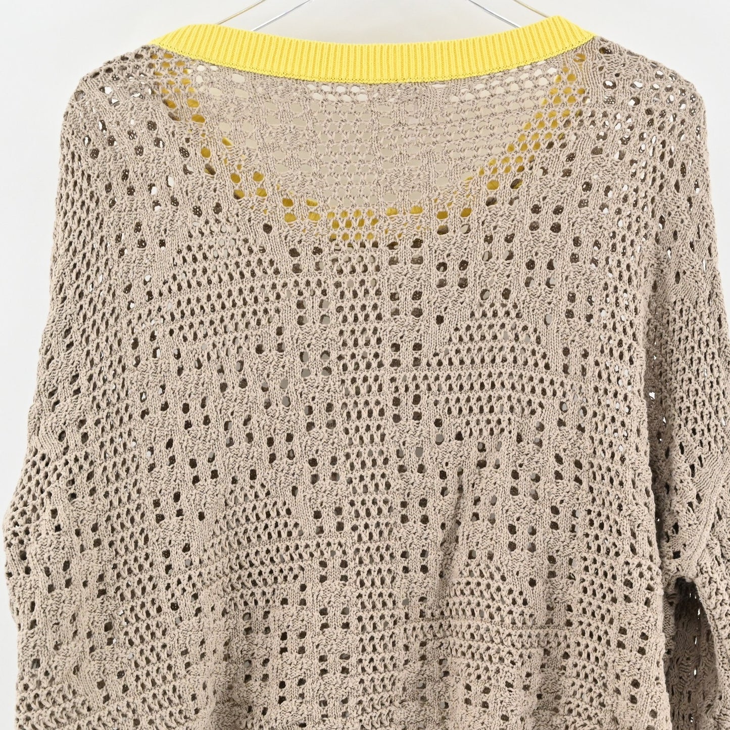 Free People Sweater Womens Large Tan Yellow Open Knit Pullover Boho Lightweight