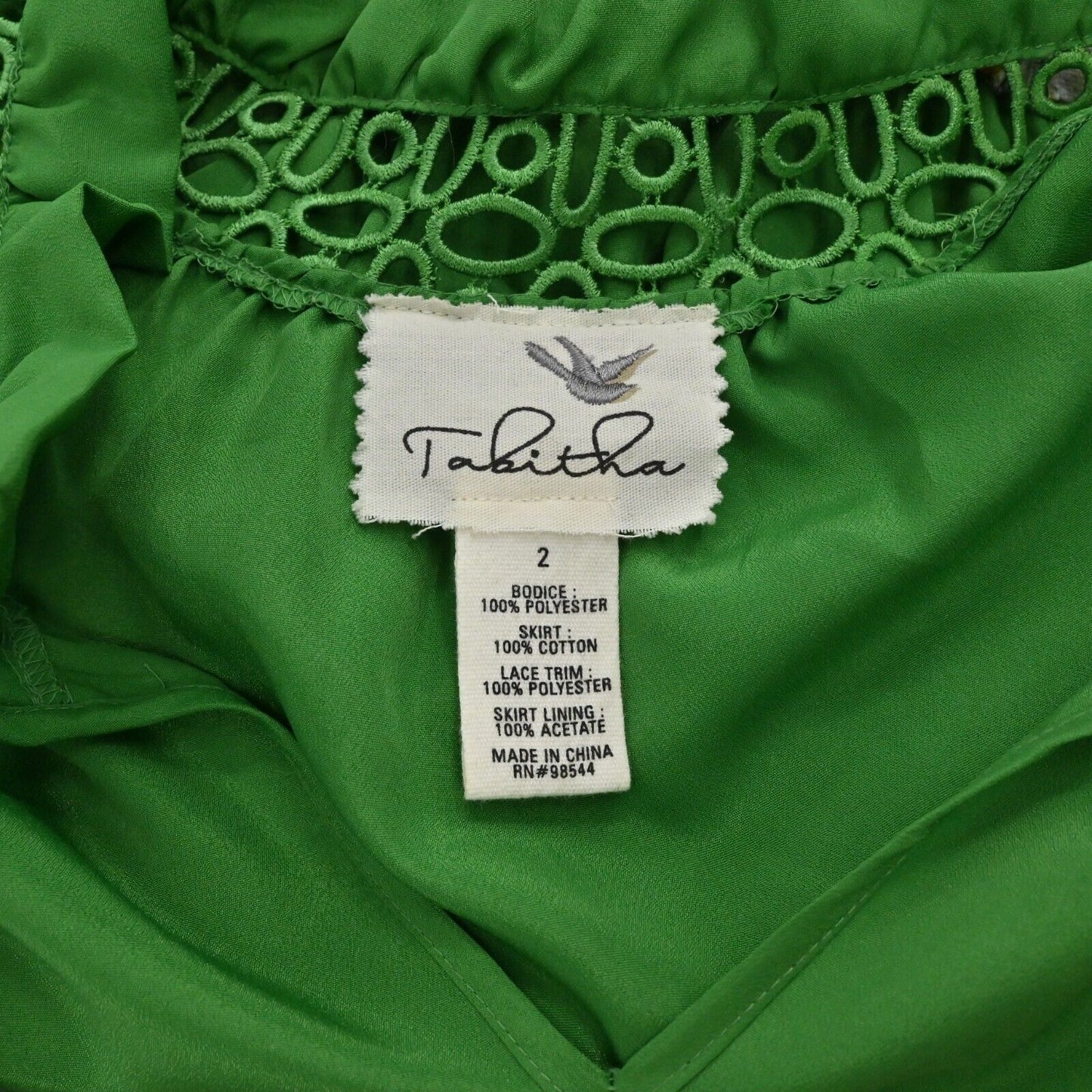 Anthropologie Womens Green Floral Dress Size 2 Elland TABITHA Blouson Tie Neck