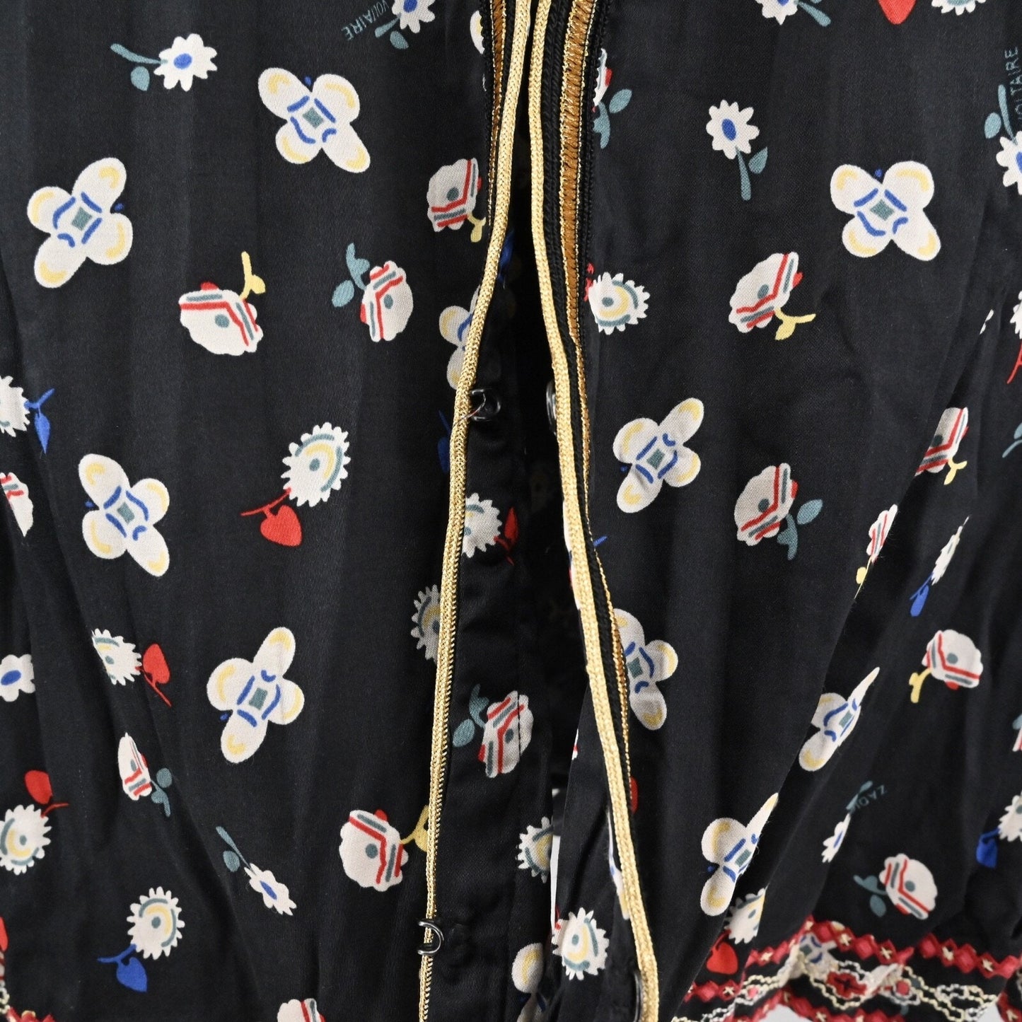 ZADIG VOLTAIRE Jacket Womens Size 40 Black Vendrix Floral Embroidered Retro Boho