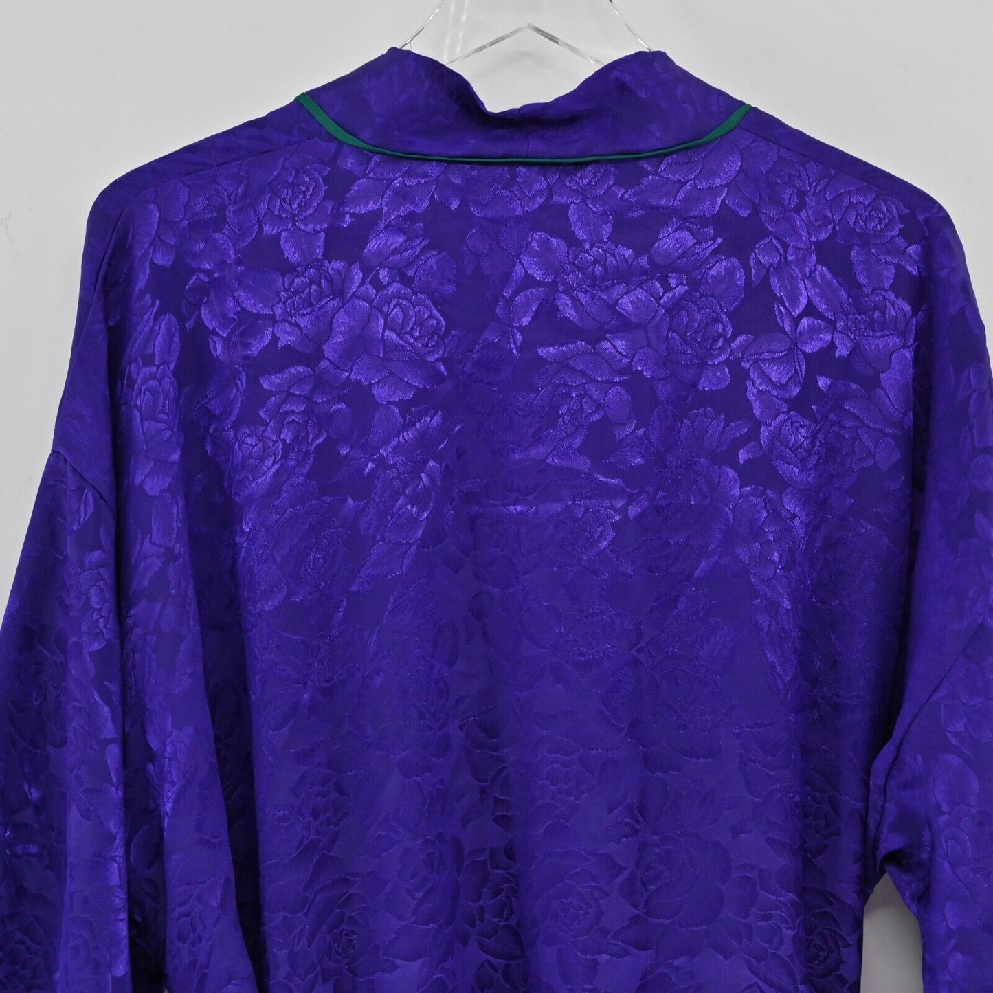 Vtg VICTORIAS SECRET Robe Womens Size OS Long Purple Satin Floral Tie Gold Label