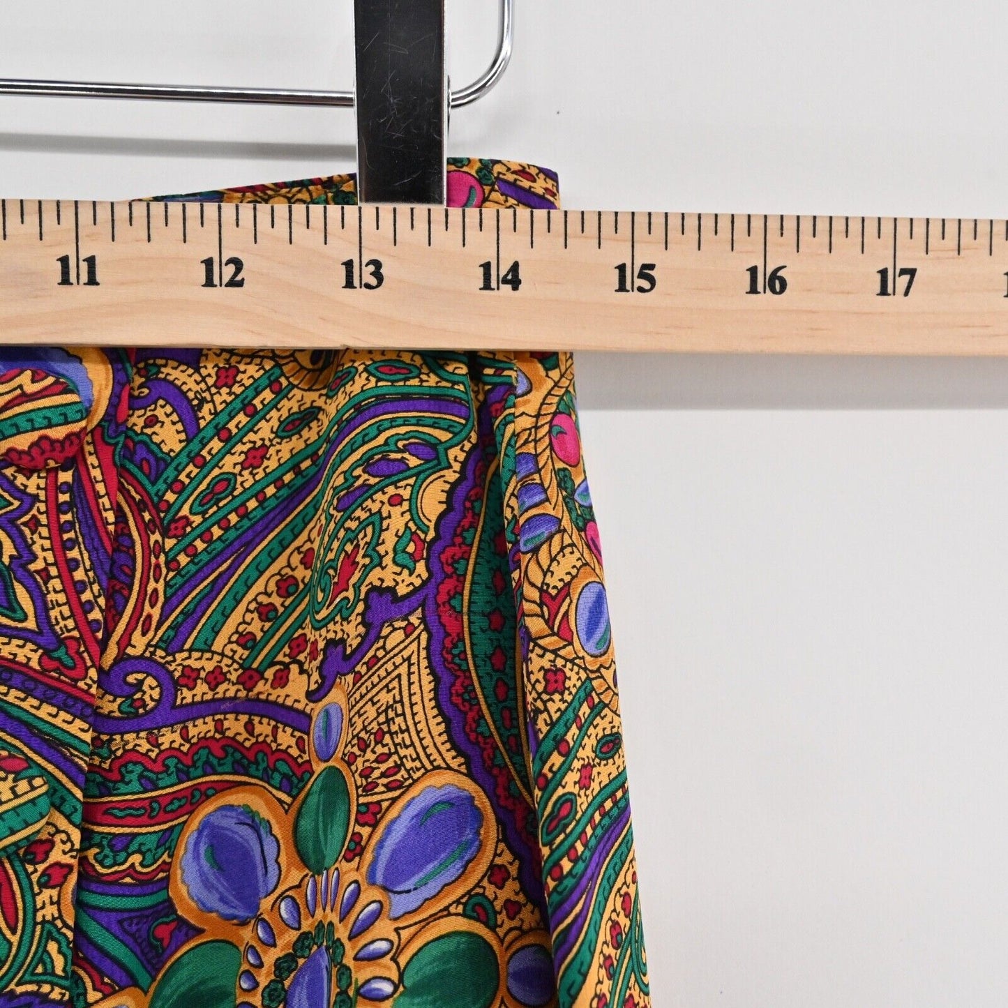 Vtg CAPPAGALLO Skirt Size 10 Floral Paisley 100% Silk Midi Faux Wrap Retro Jewel