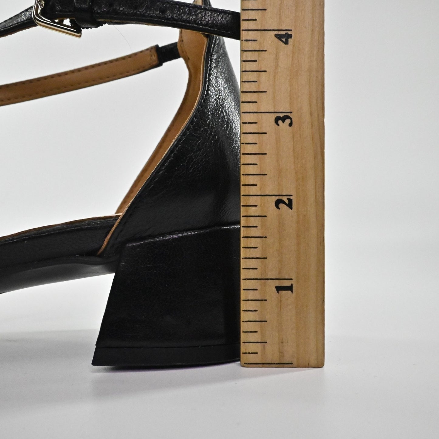 Naturalizer Womens June Strappy Low Block Heels Size 9.5W Black Leather Sandal