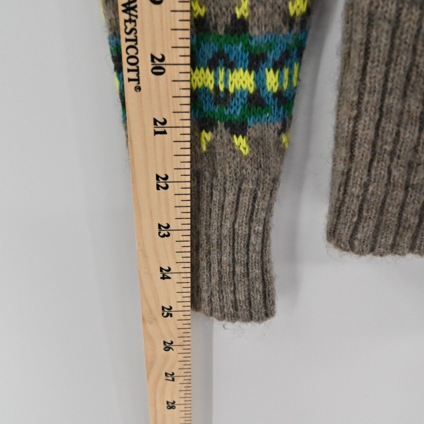 AMERICAN EAGLE Sweater Womens Size S Neon Fair Isle Wool Blend Boat Neck Retro