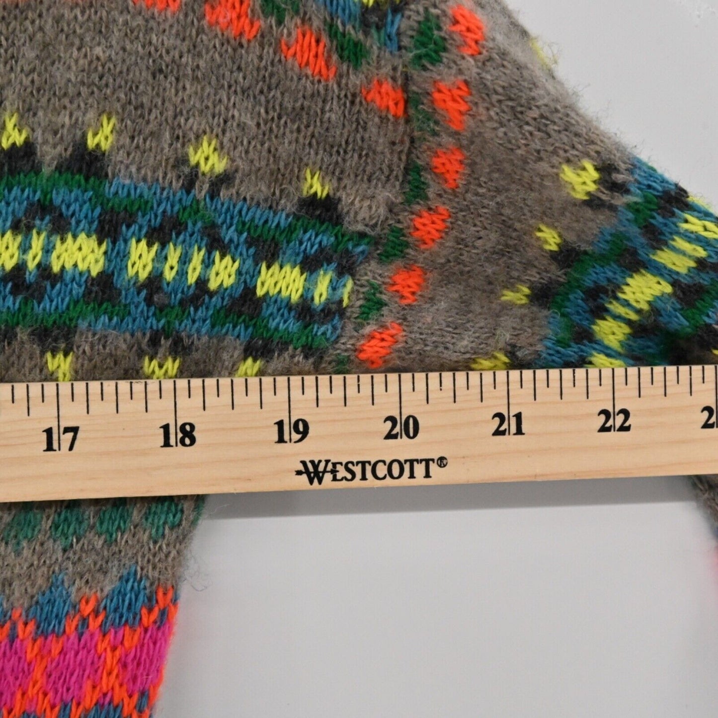 AMERICAN EAGLE Sweater Womens Size S Neon Fair Isle Wool Blend Boat Neck Retro