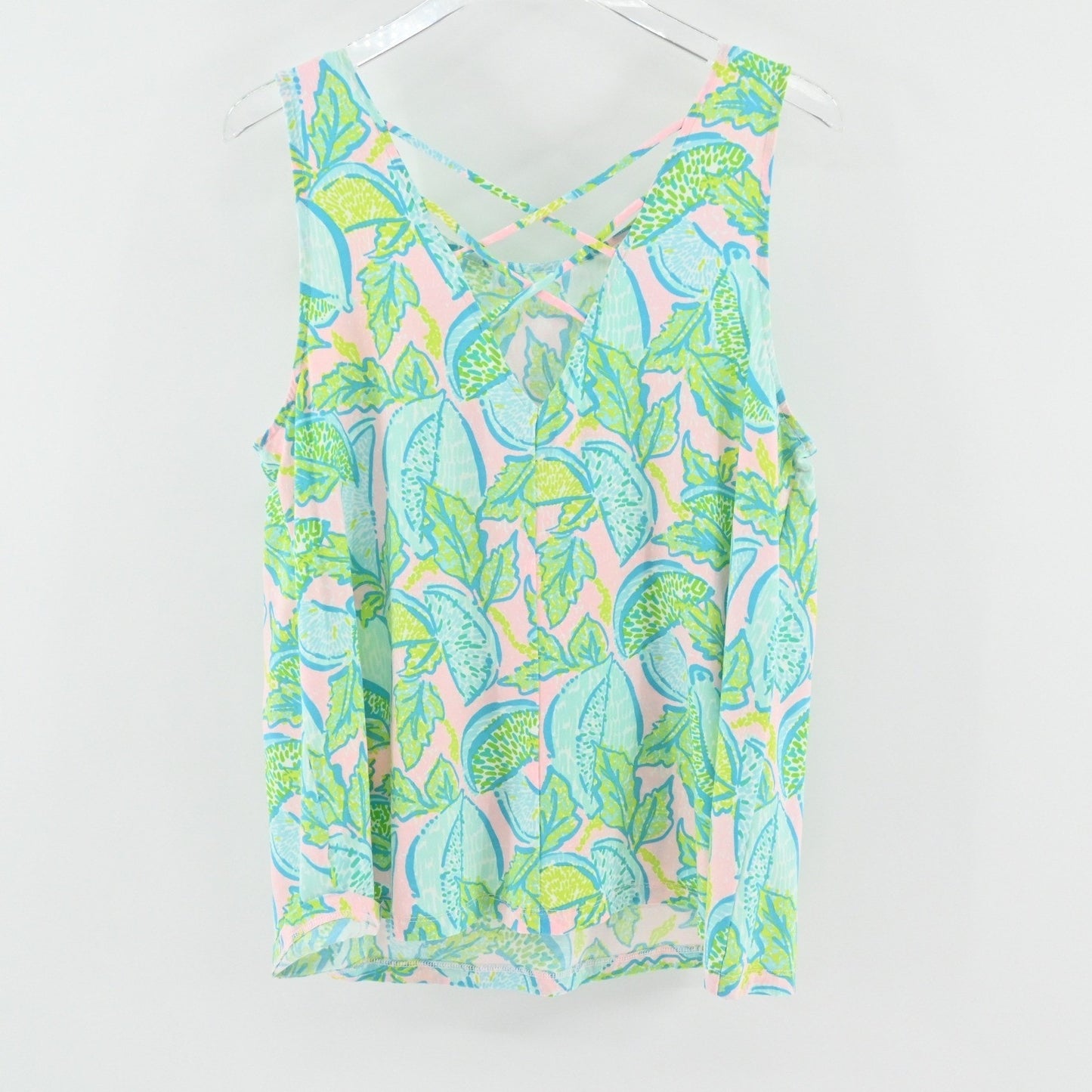 Lilly Pulitzer Kristen Top Size XL Vitamine Sea Citrus Green Blue Sleeveless